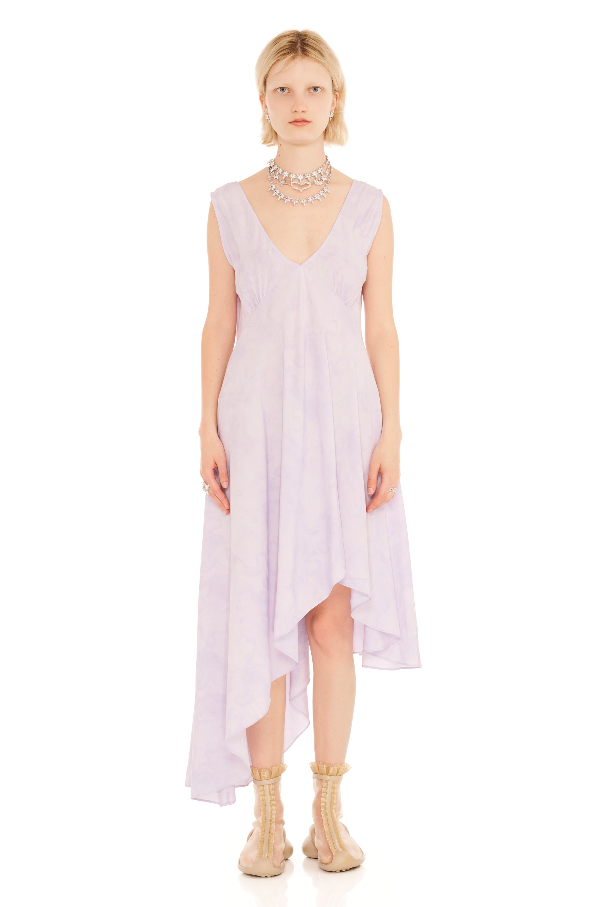 LILAC FLORAL SCRIBBLE TULIP DRESS