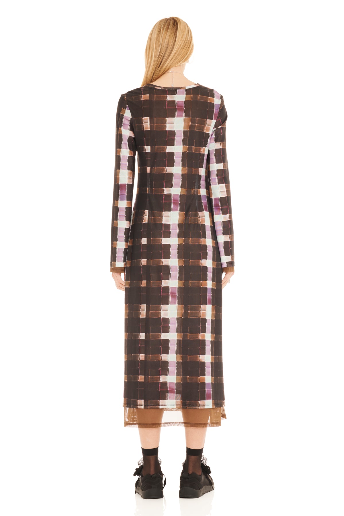 CHOCOLATE PAINTED PLAID CARDIO YURI DRESS