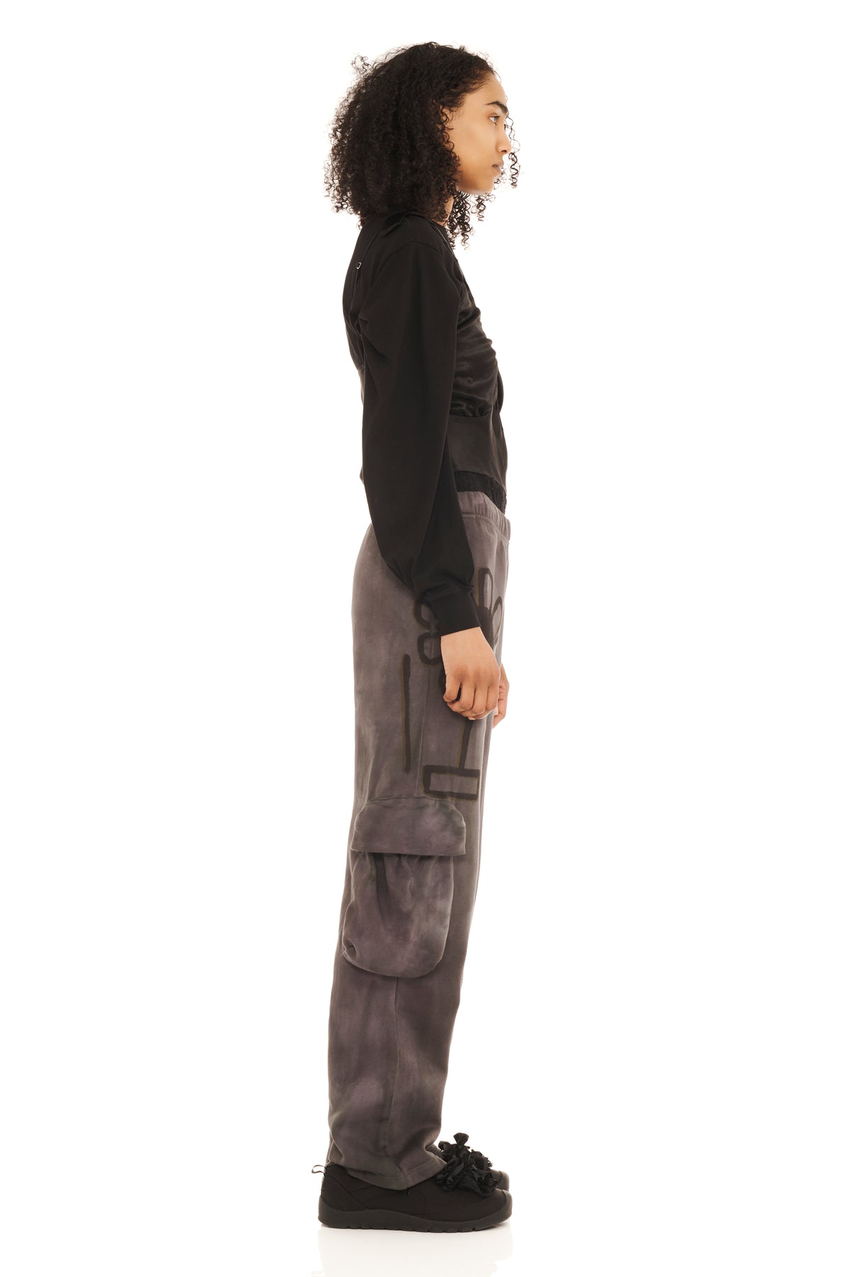 DARK CHARCOAL FLOWER POT CARGO SWEATPANT