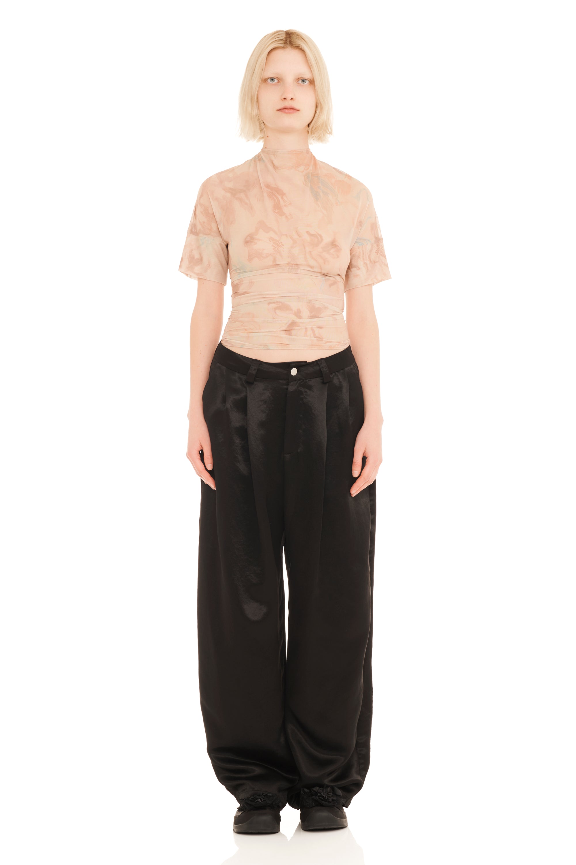 BLACK SATIN CATCHFLY TROUSER