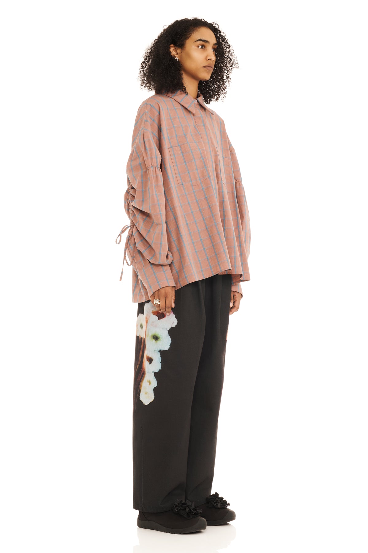 MAUVE PLAID CHASON SCRUNCH SHIRT