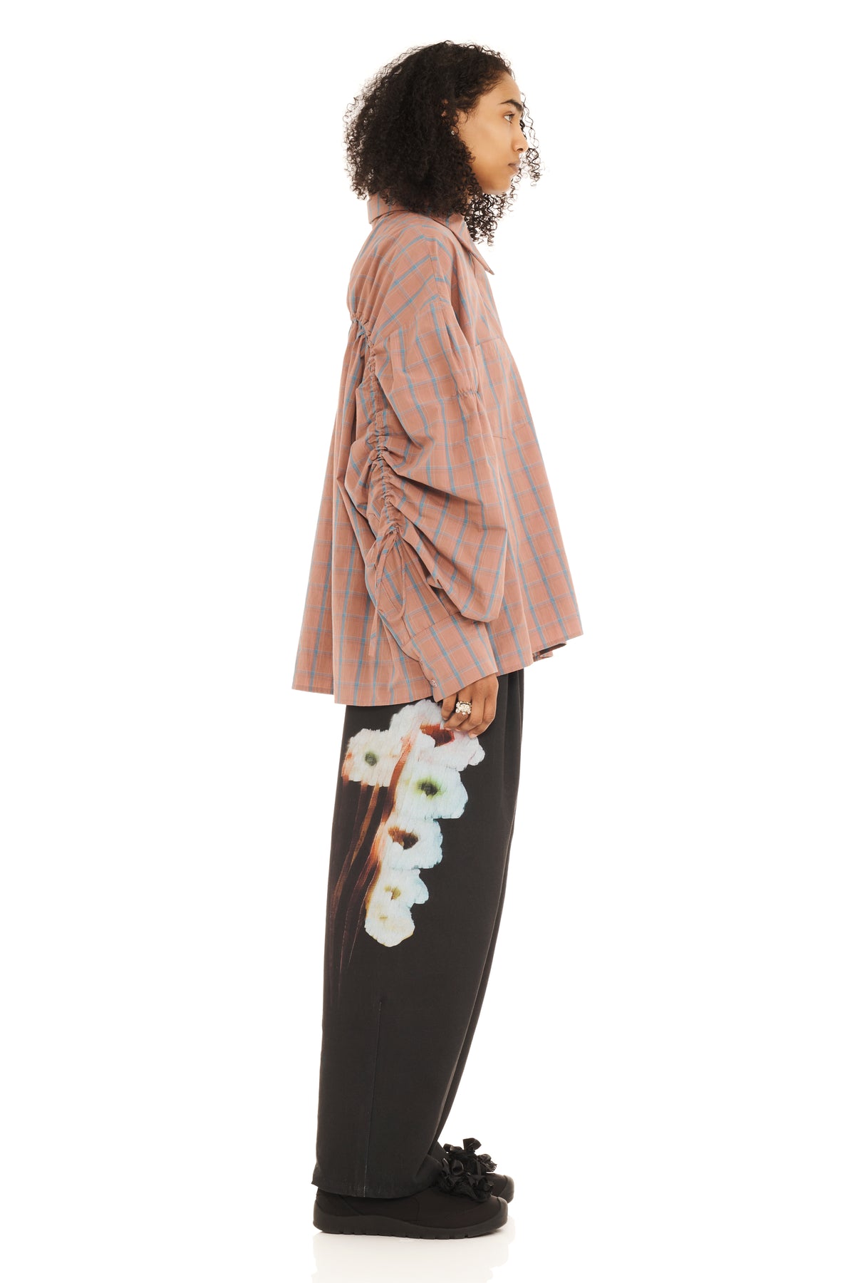 MAUVE PLAID CHASON SCRUNCH SHIRT