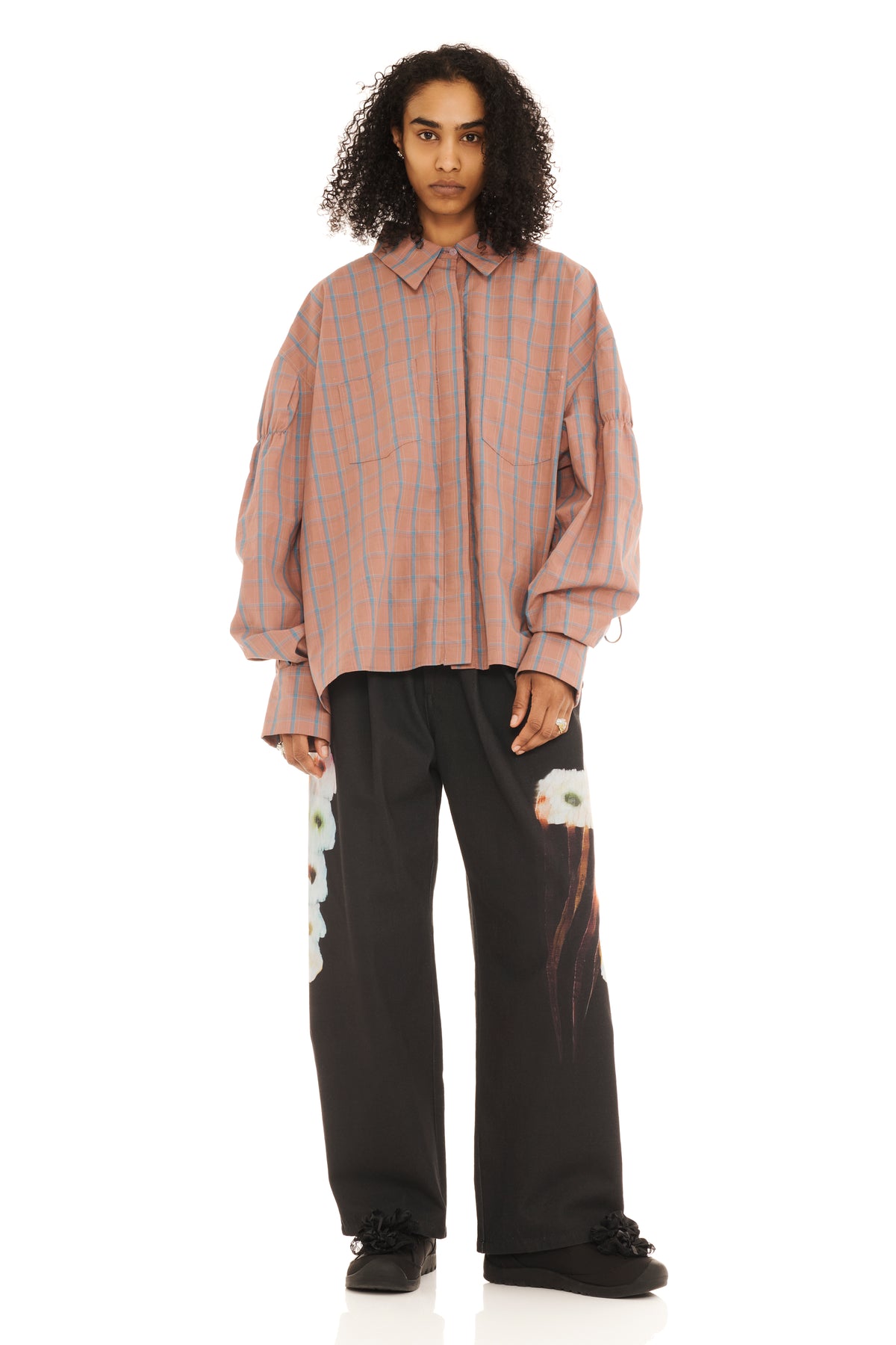 MAUVE PLAID CHASON SCRUNCH SHIRT