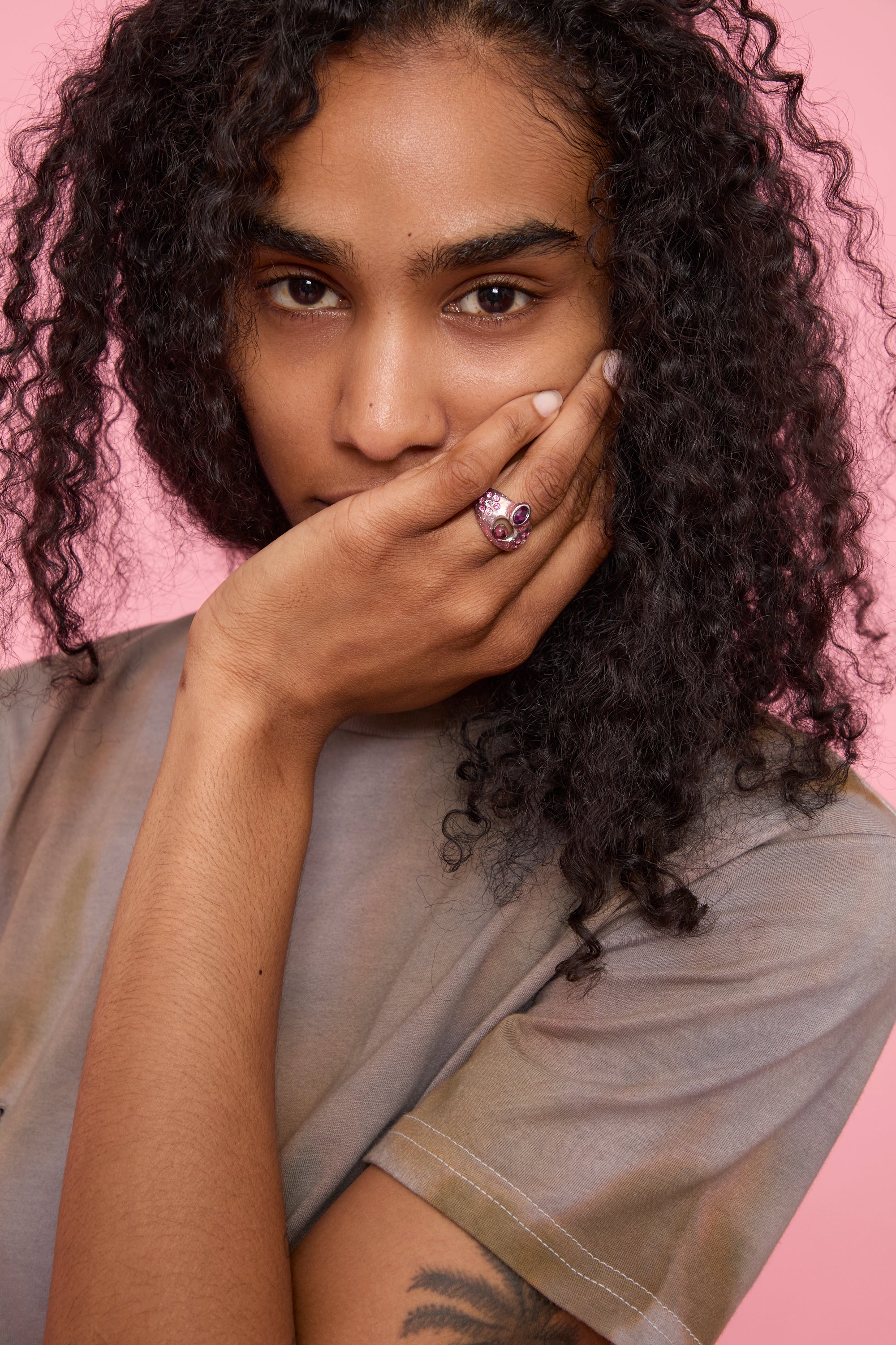 PINK METALLIC COSMIC RING
