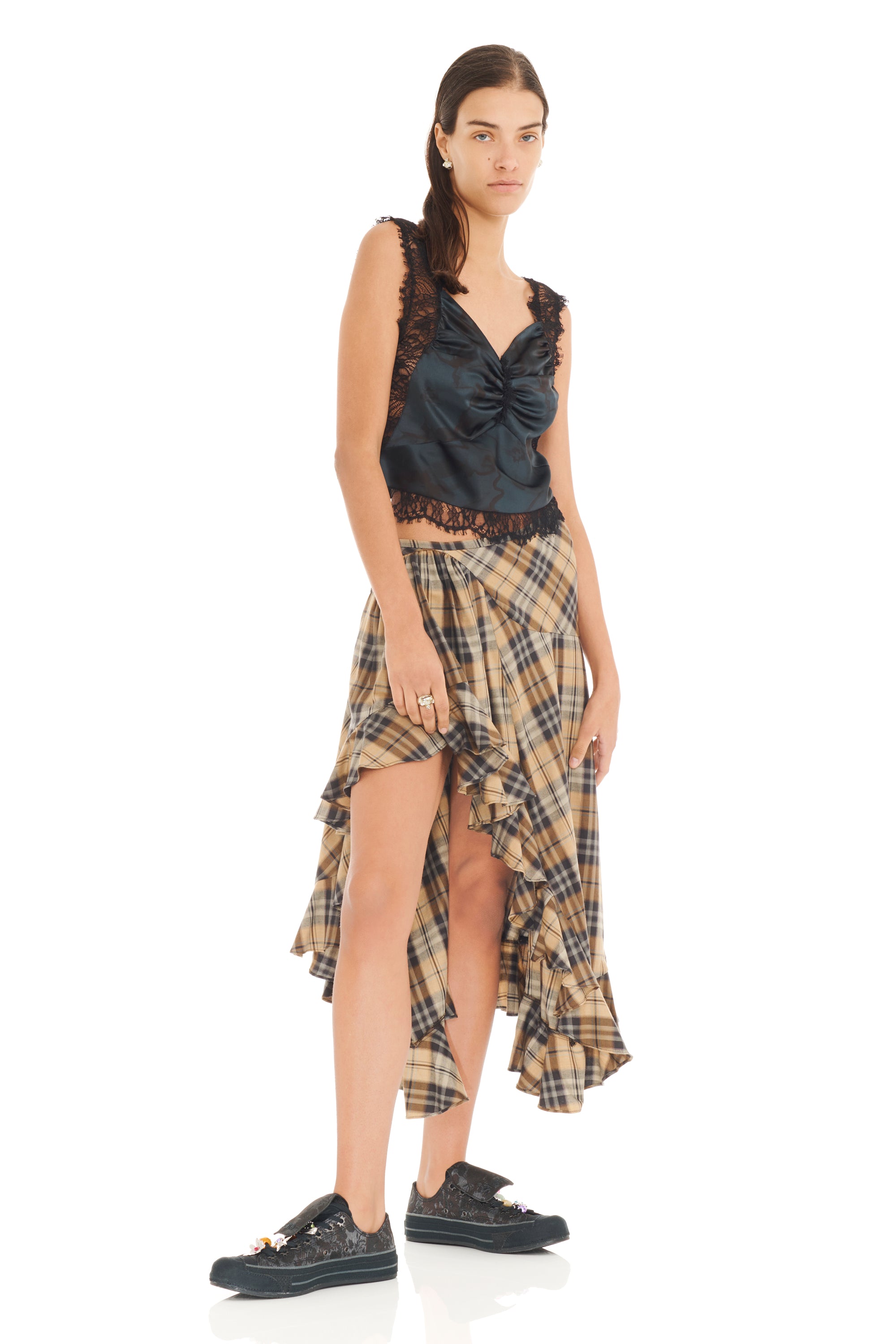 BLACK WATERCOLOR FLORAL RAINA TOP