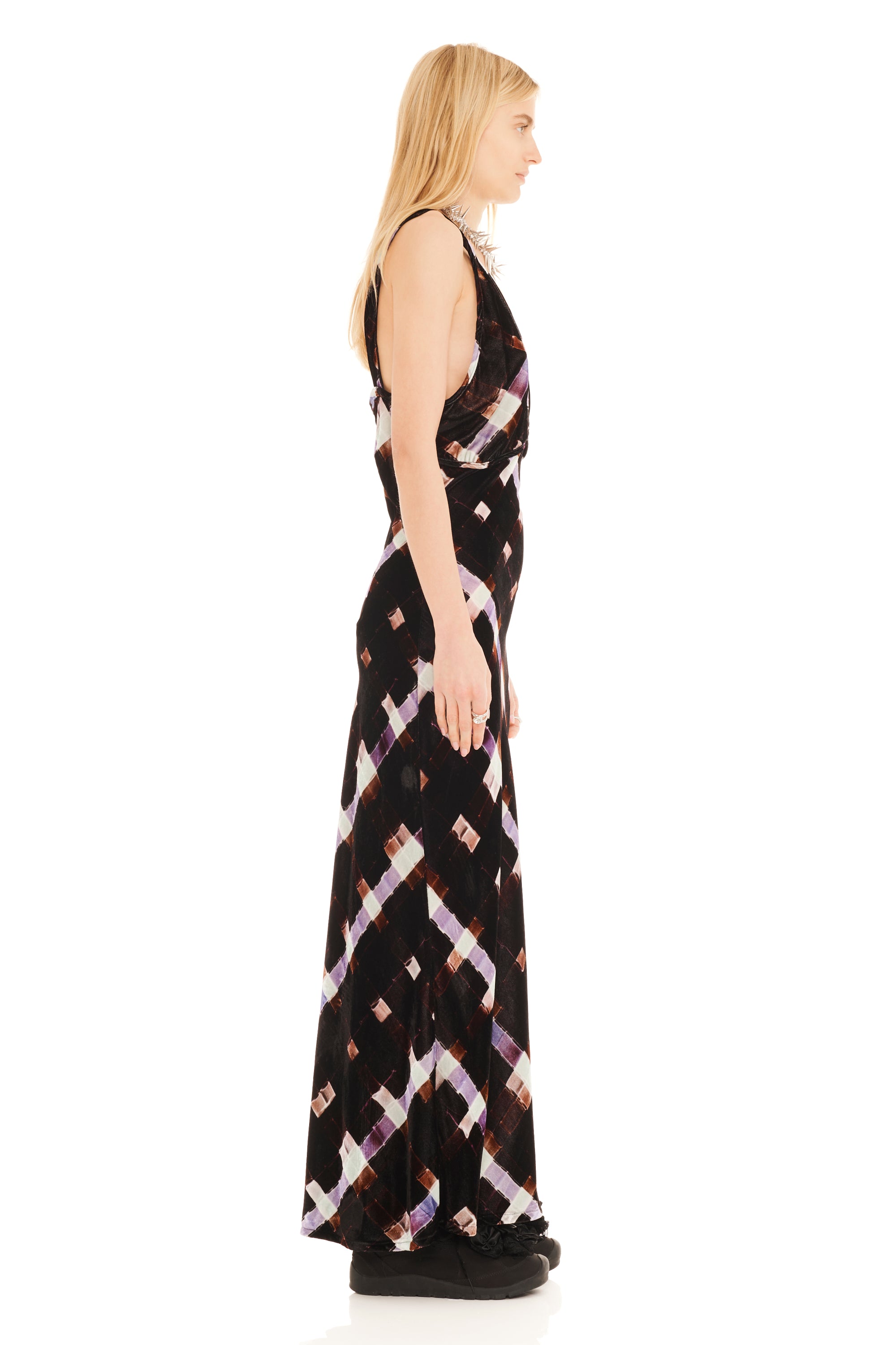 CHOCOLATE PAINTED PLAID JACQUELINE DRESS