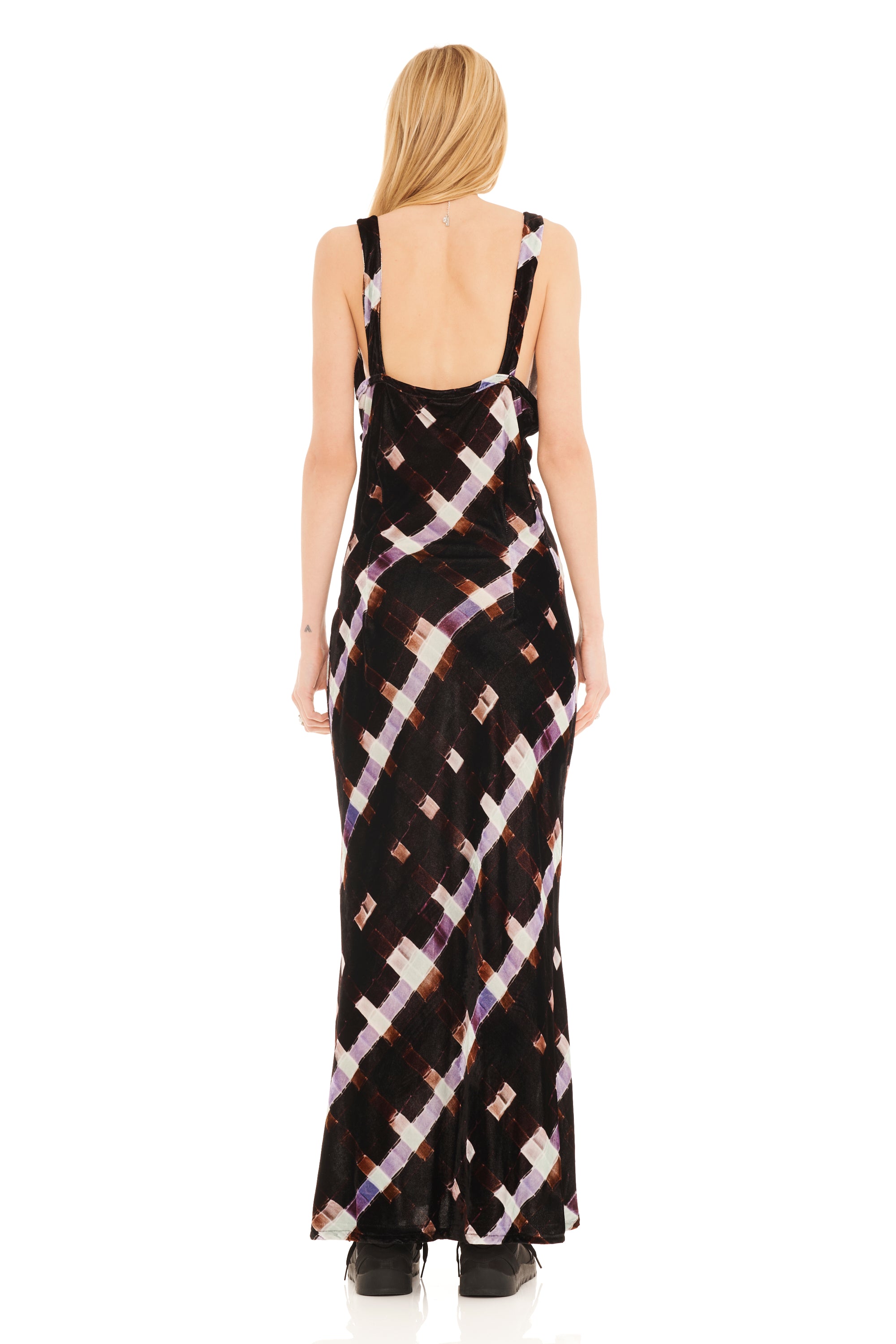 CHOCOLATE PAINTED PLAID JACQUELINE DRESS