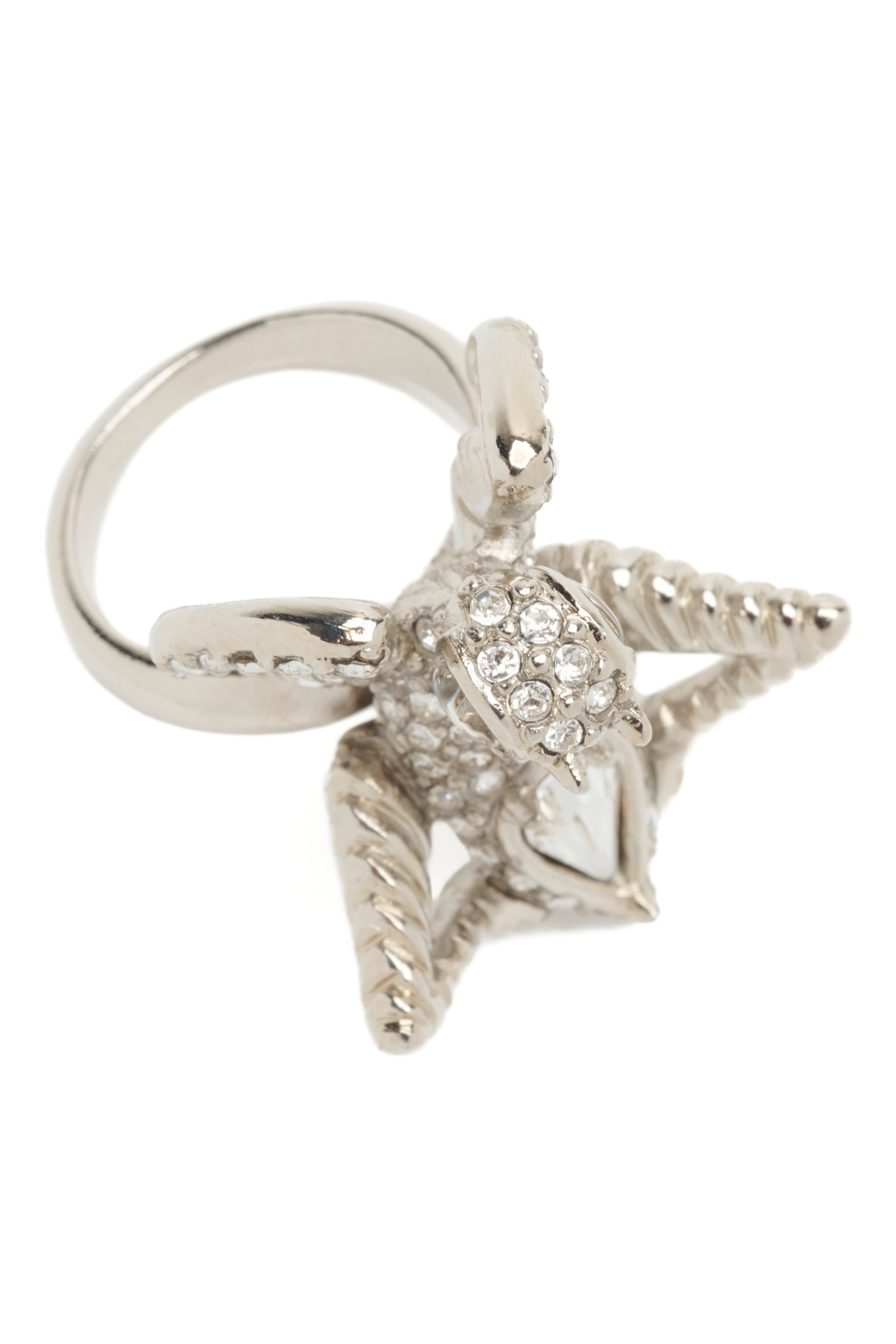 SILVER CLEAR MANTIS RING