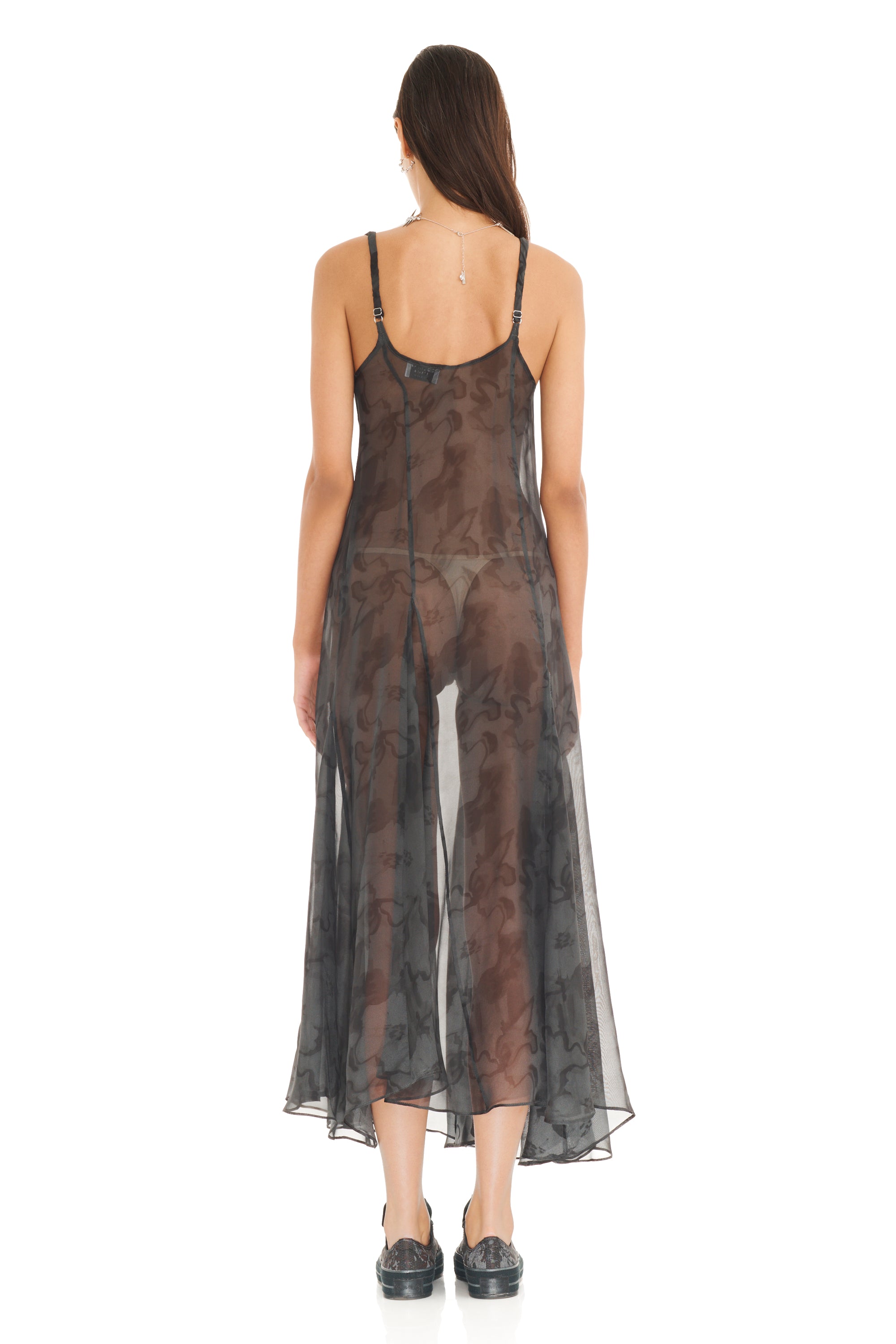 BLACK FLORAL SCRIBBLE PAMELA DRESS