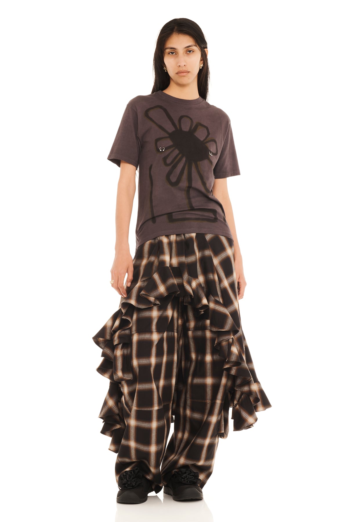 DARK CHARCOAL FLOWER POT PIERCED TEE