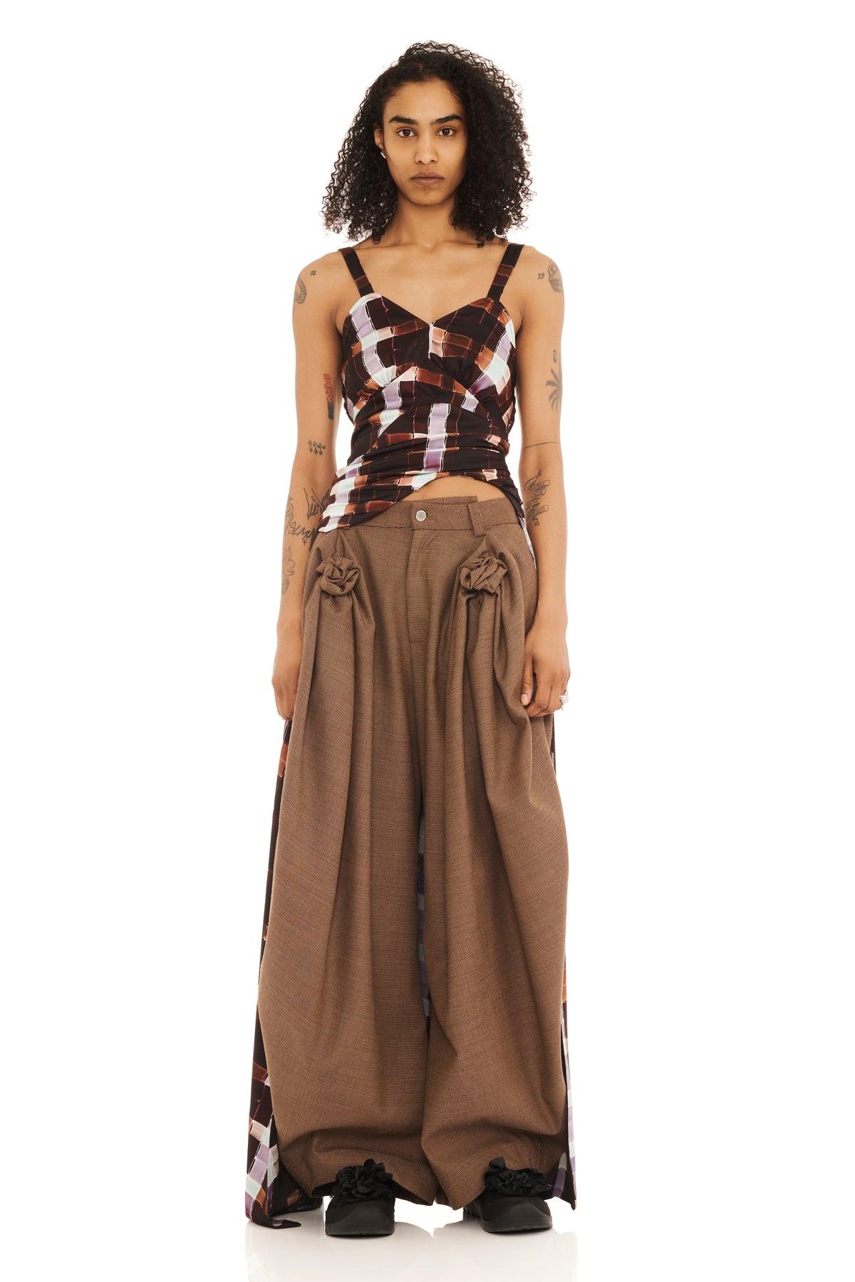CHOCOLATE PAINTED PLAID PLUME TANK
