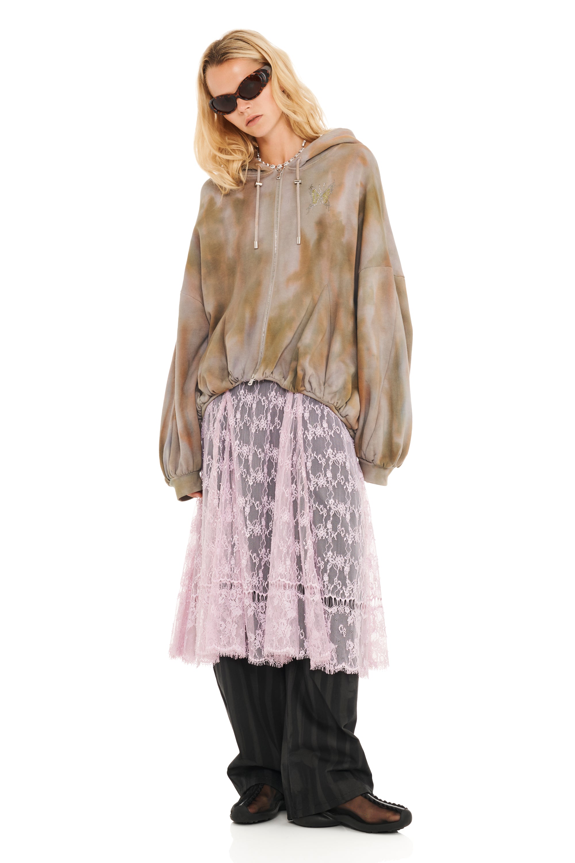 REISHI AURORA GATHERED ZIP UP HOODIE | COLLINA STRADA