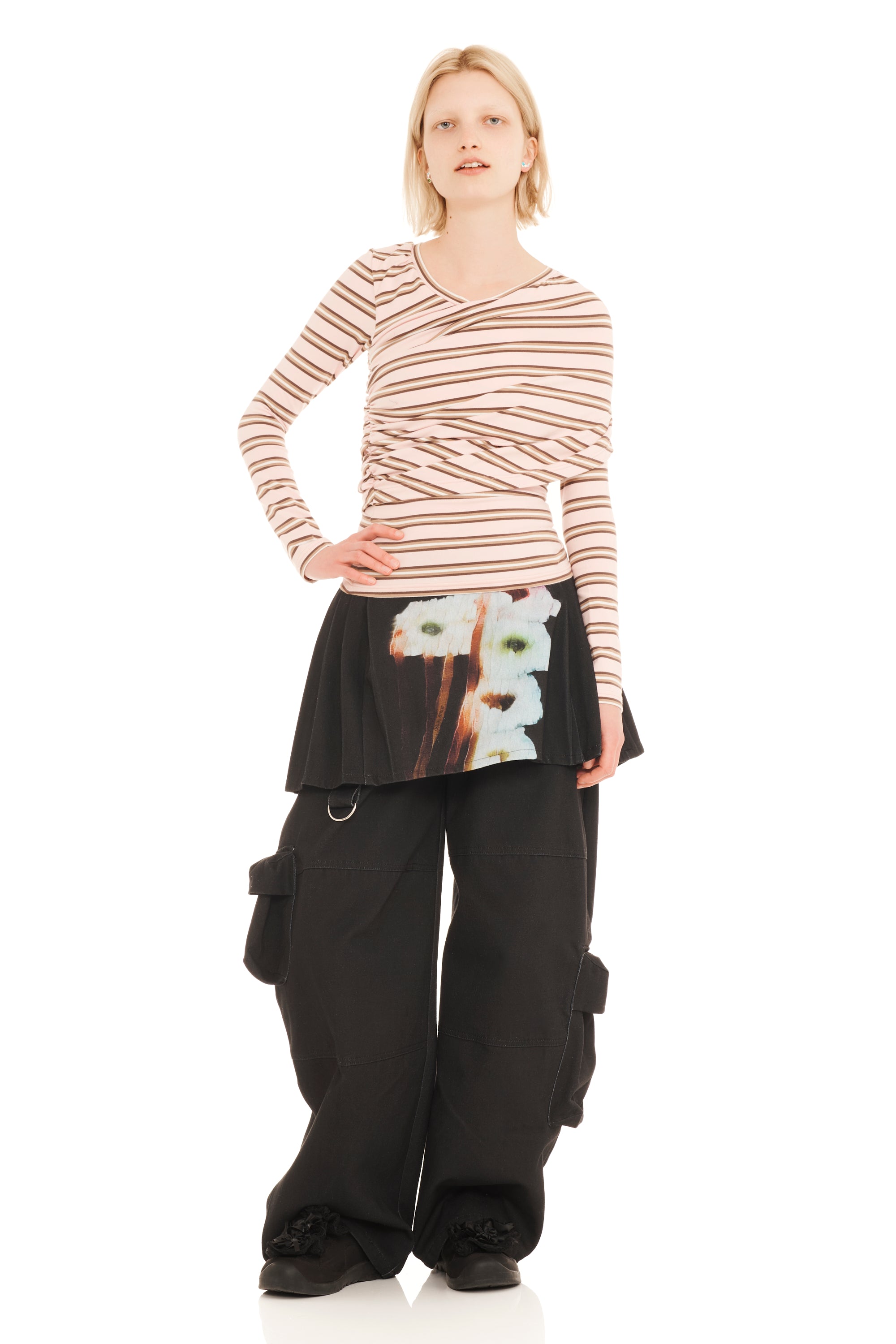 PINK BROWN STRIPE WRAPPED CARDIO CREW