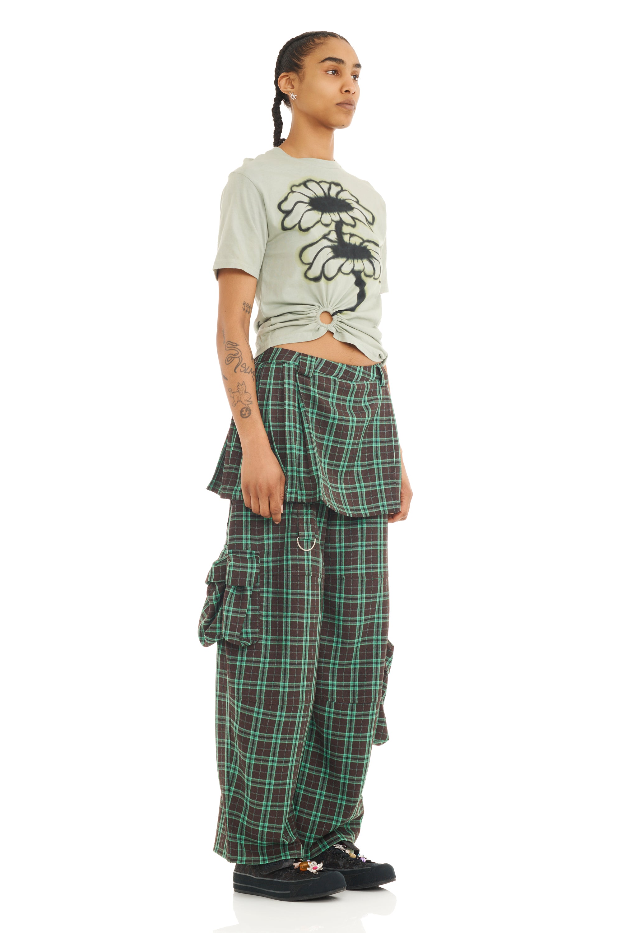 OLIVE TWIN FLOWERS RING TEE