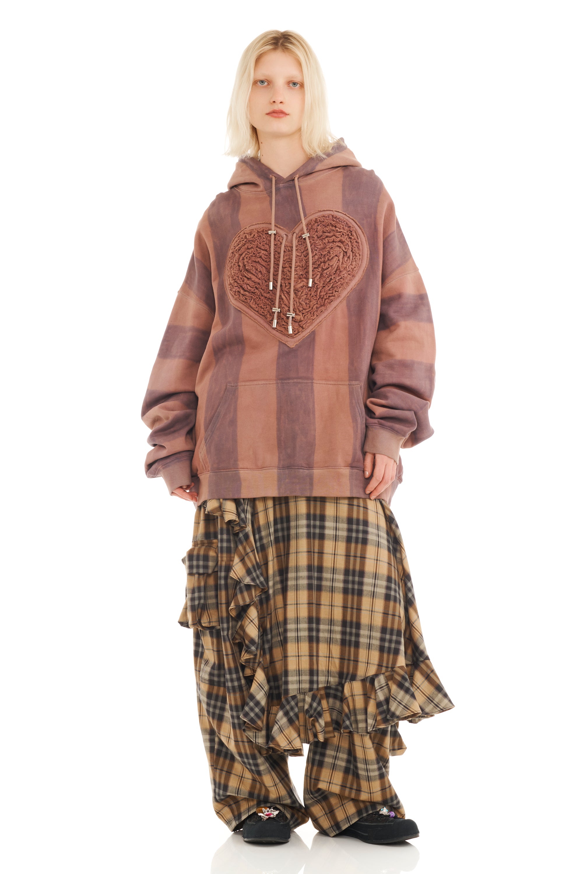 EARTH STRIPE SOFT HEART HOODIE