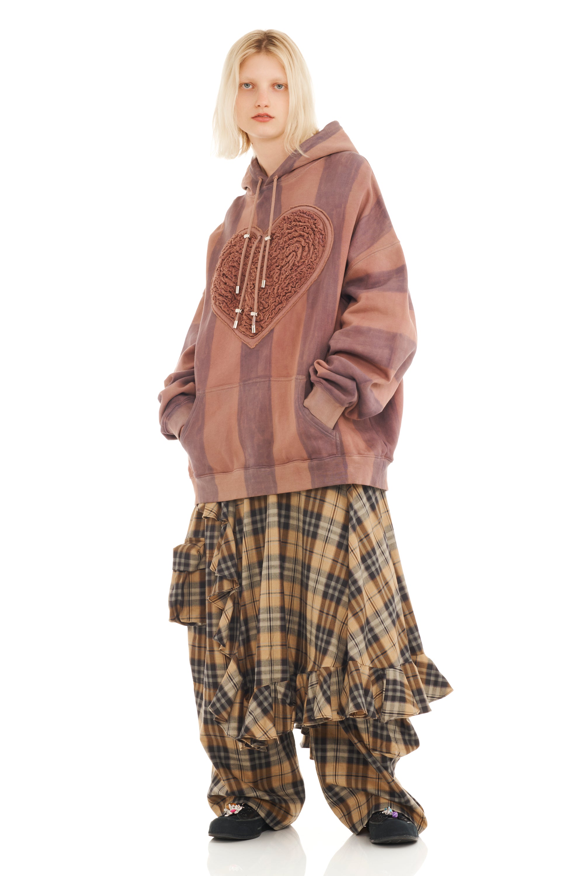EARTH STRIPE SOFT HEART HOODIE