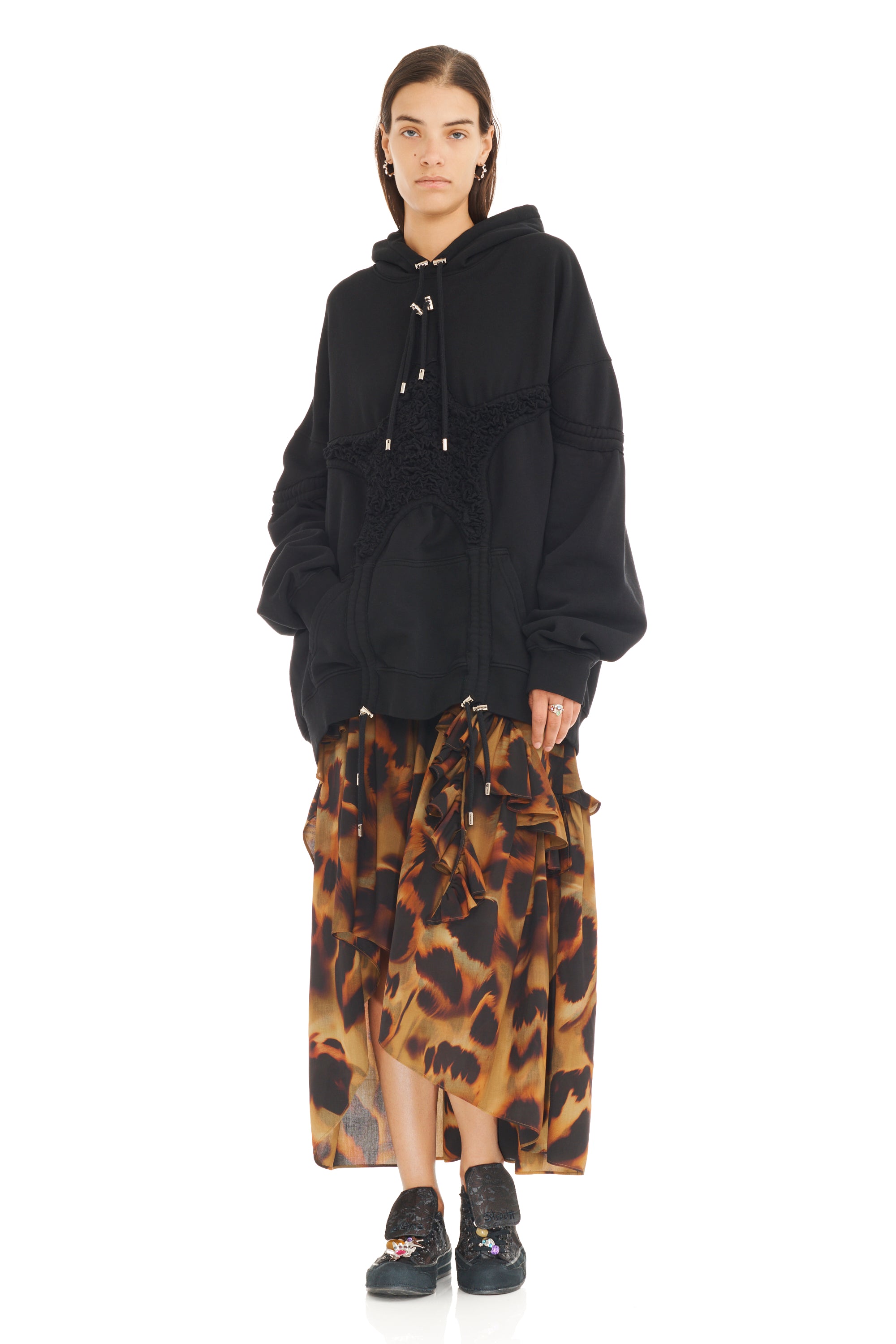 BLACK SOFT STAR HOODIE