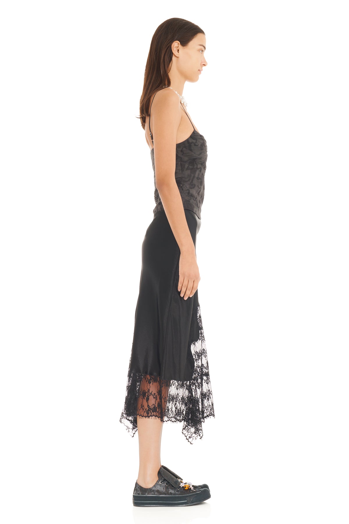 BLACK WATERCOLOR FLORAL SUNRAY TANK