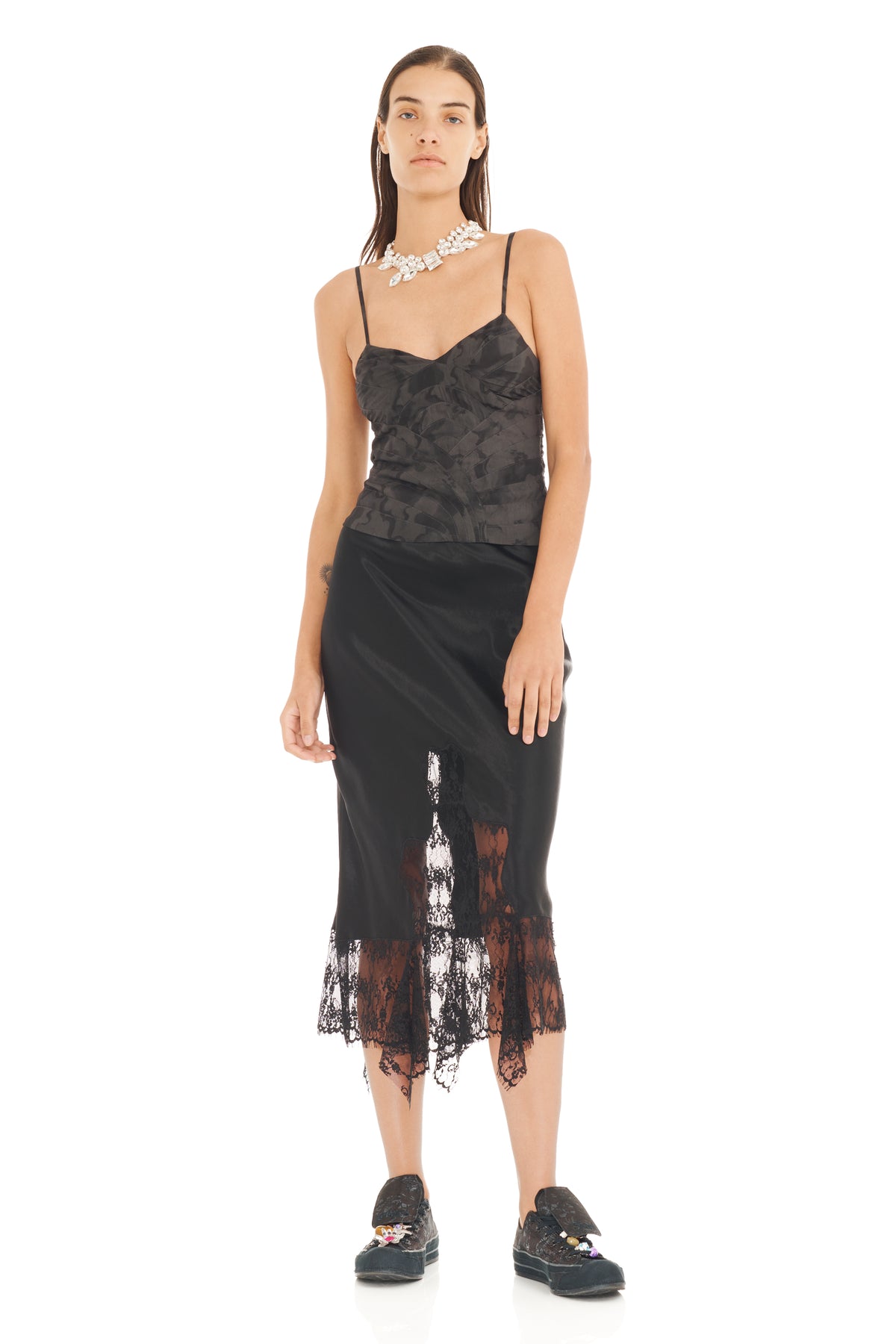 BLACK WATERCOLOR FLORAL SUNRAY TANK