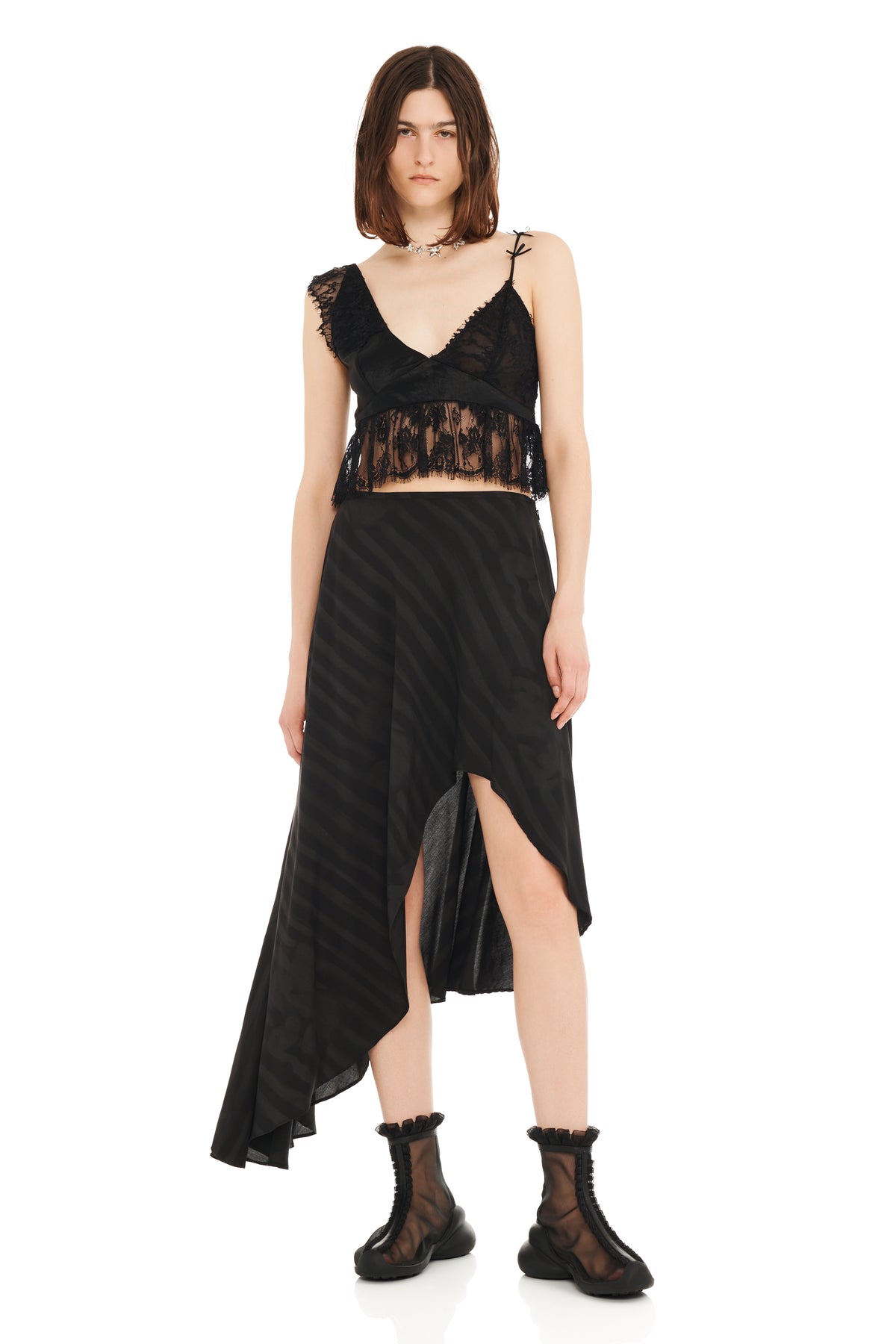 WAVY FLOWER STRIPE TULIP SKIRT