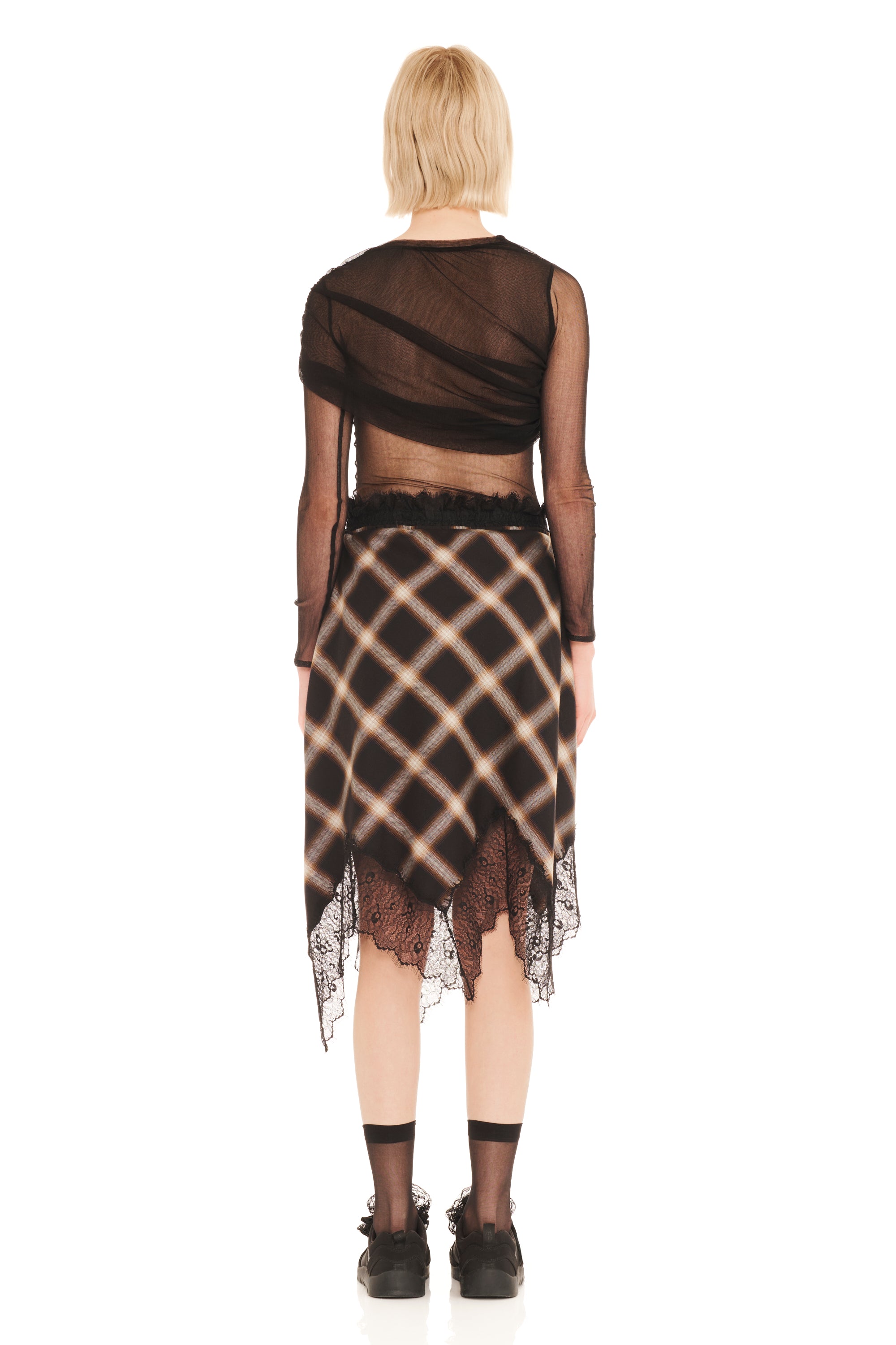 BLACK PLAID WATERLILY SKIRT