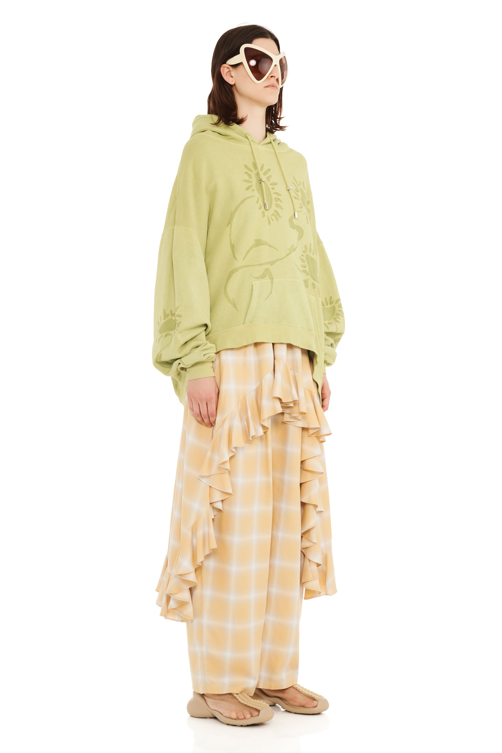 OLIVE DAISY WAVE HEM HOODIE