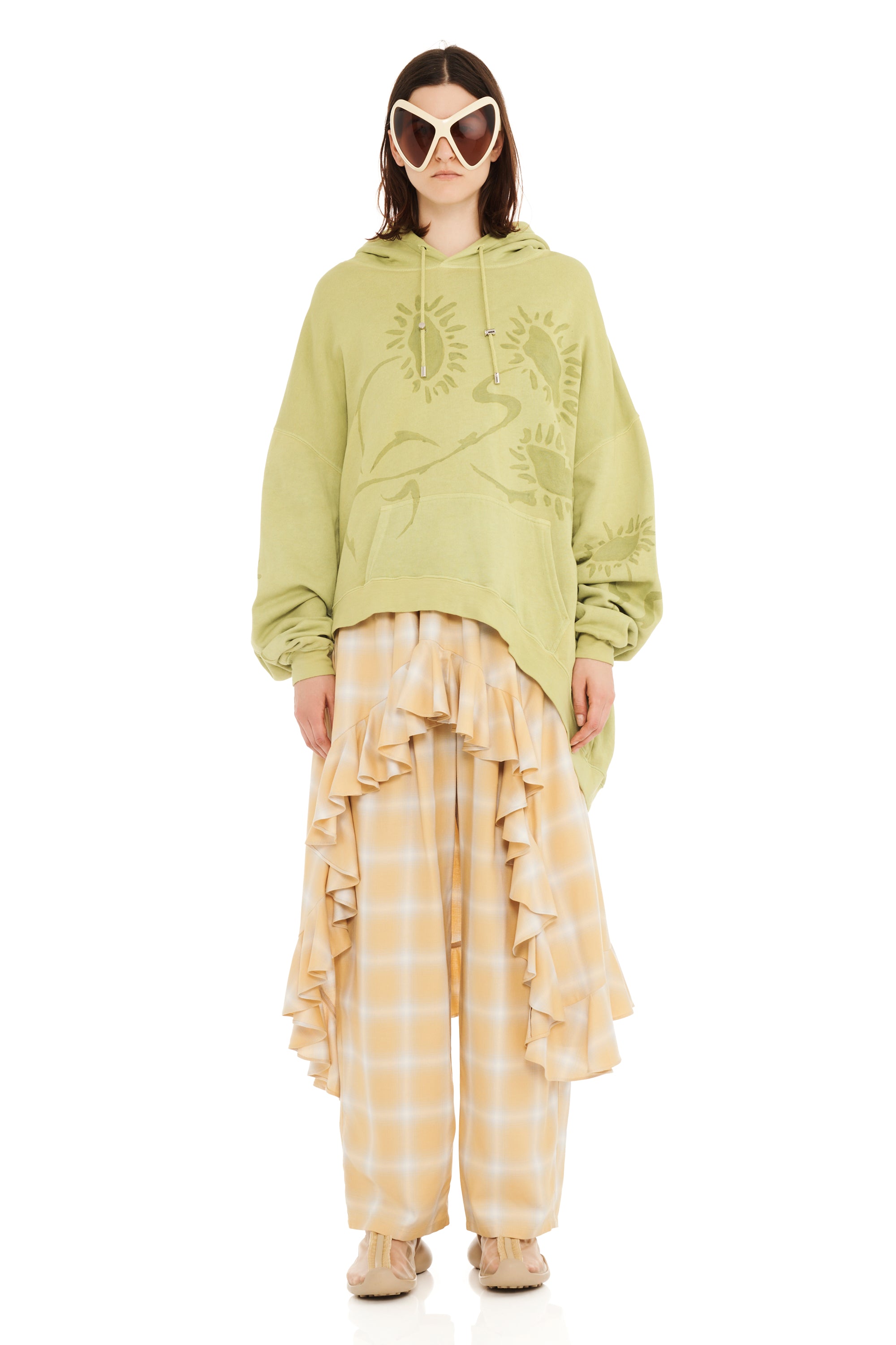 OLIVE DAISY WAVE HEM HOODIE