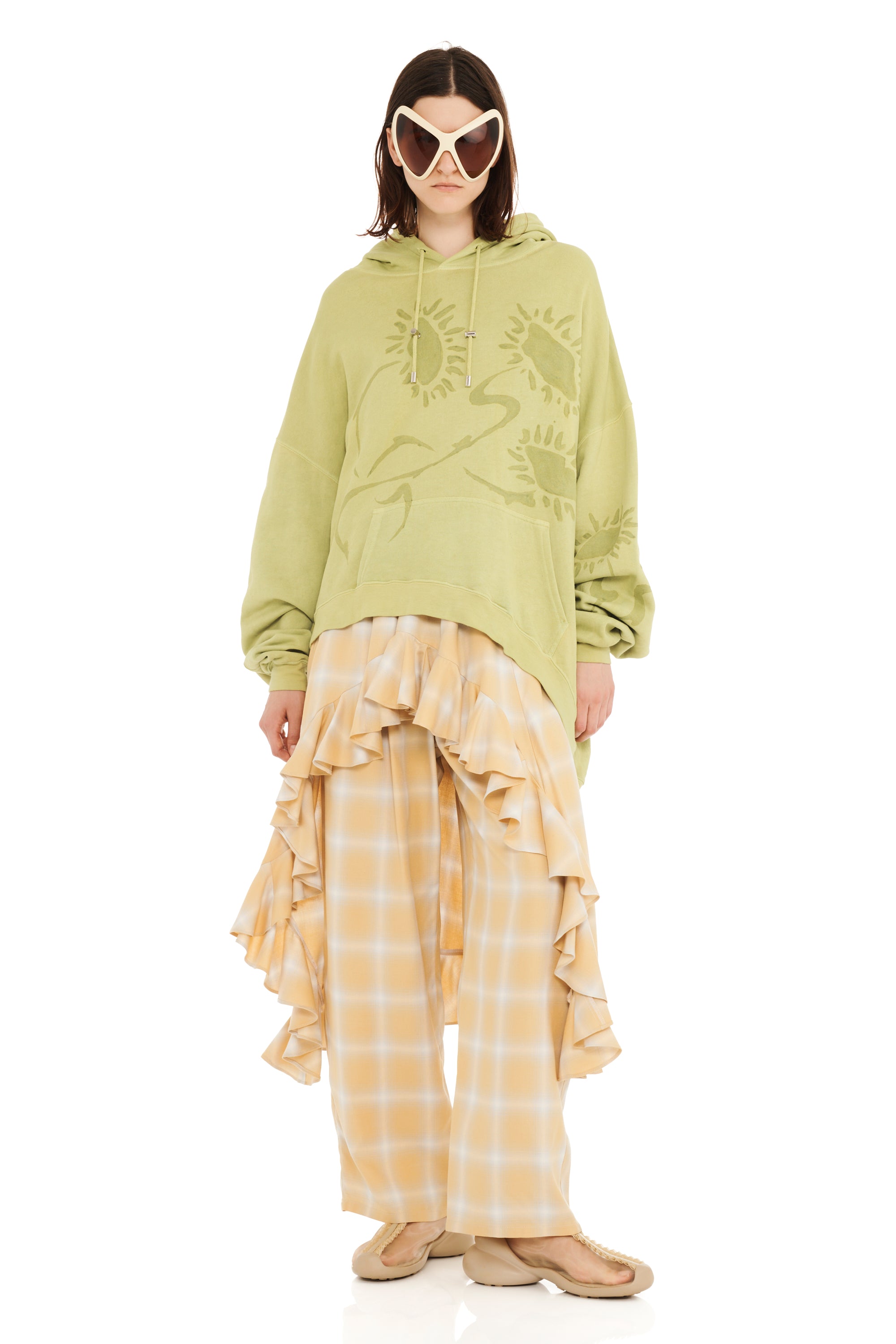 OLIVE DAISY WAVE HEM HOODIE