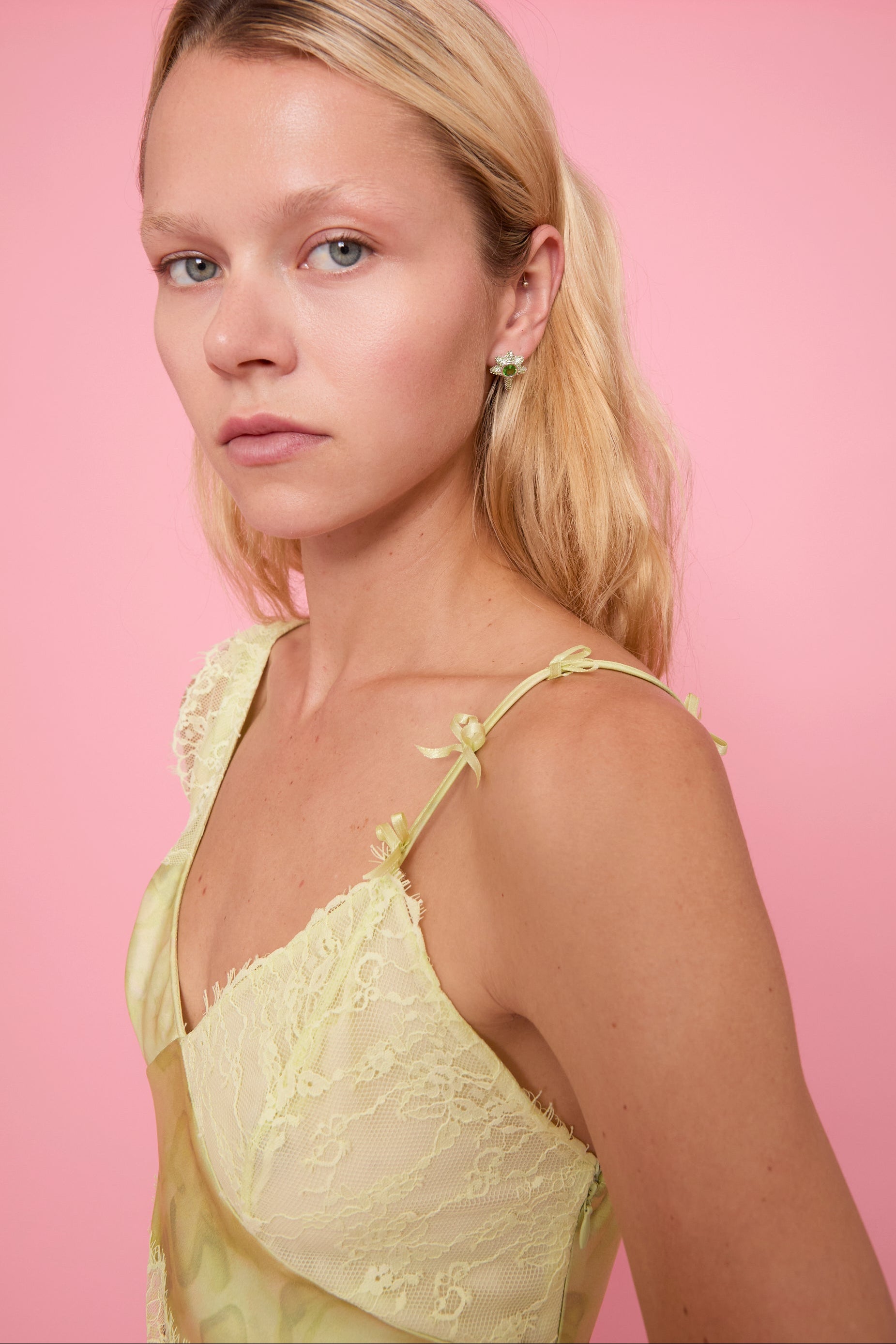 APPLE GREEN CORAL STUDS