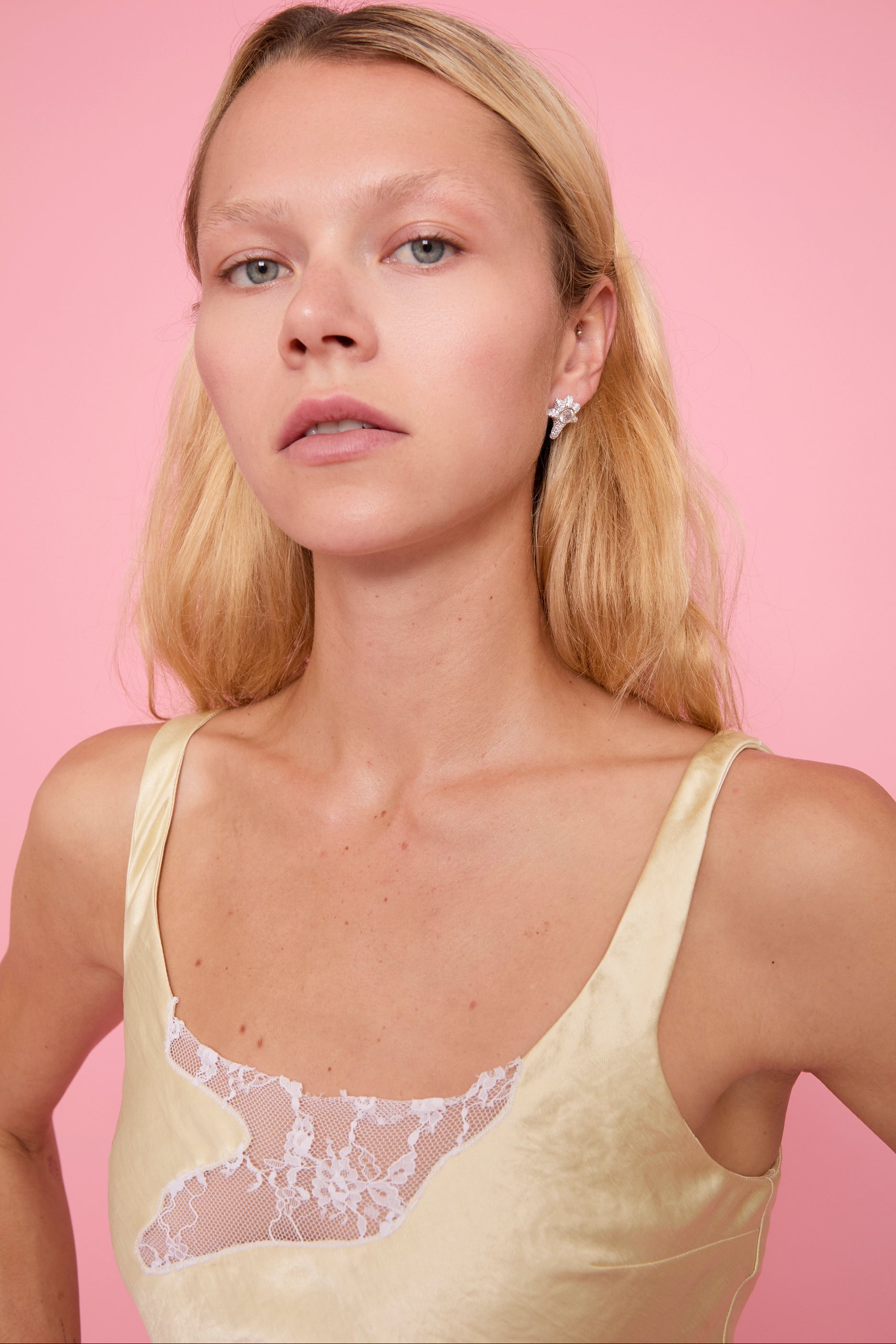 CRYSTAL CLEAR CORAL STUDS