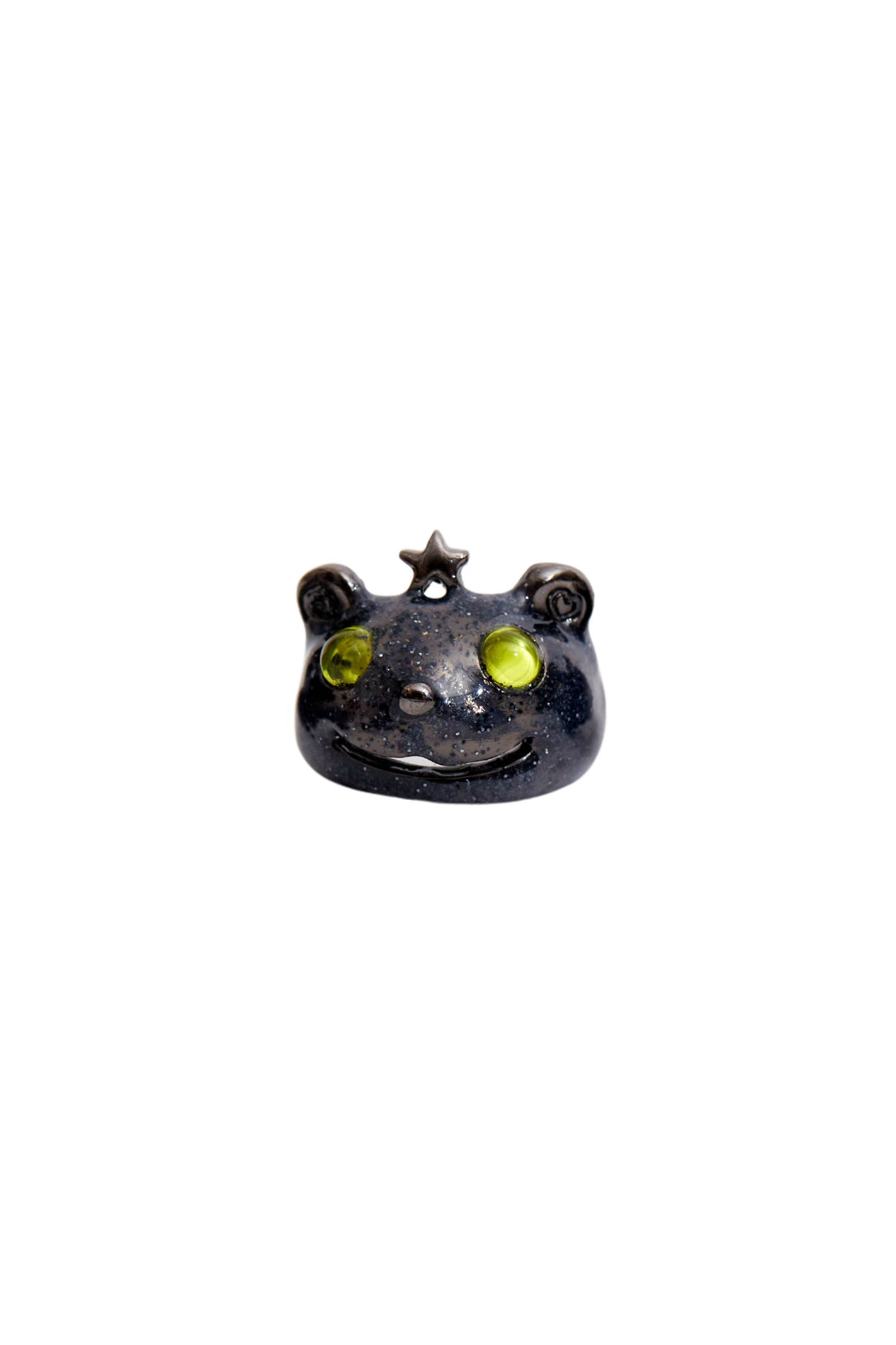 GLITTER BLACK PRINCESS BEAR RING