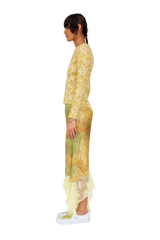 YELLOW FLORAL RHINESTONE CARDIO CREW