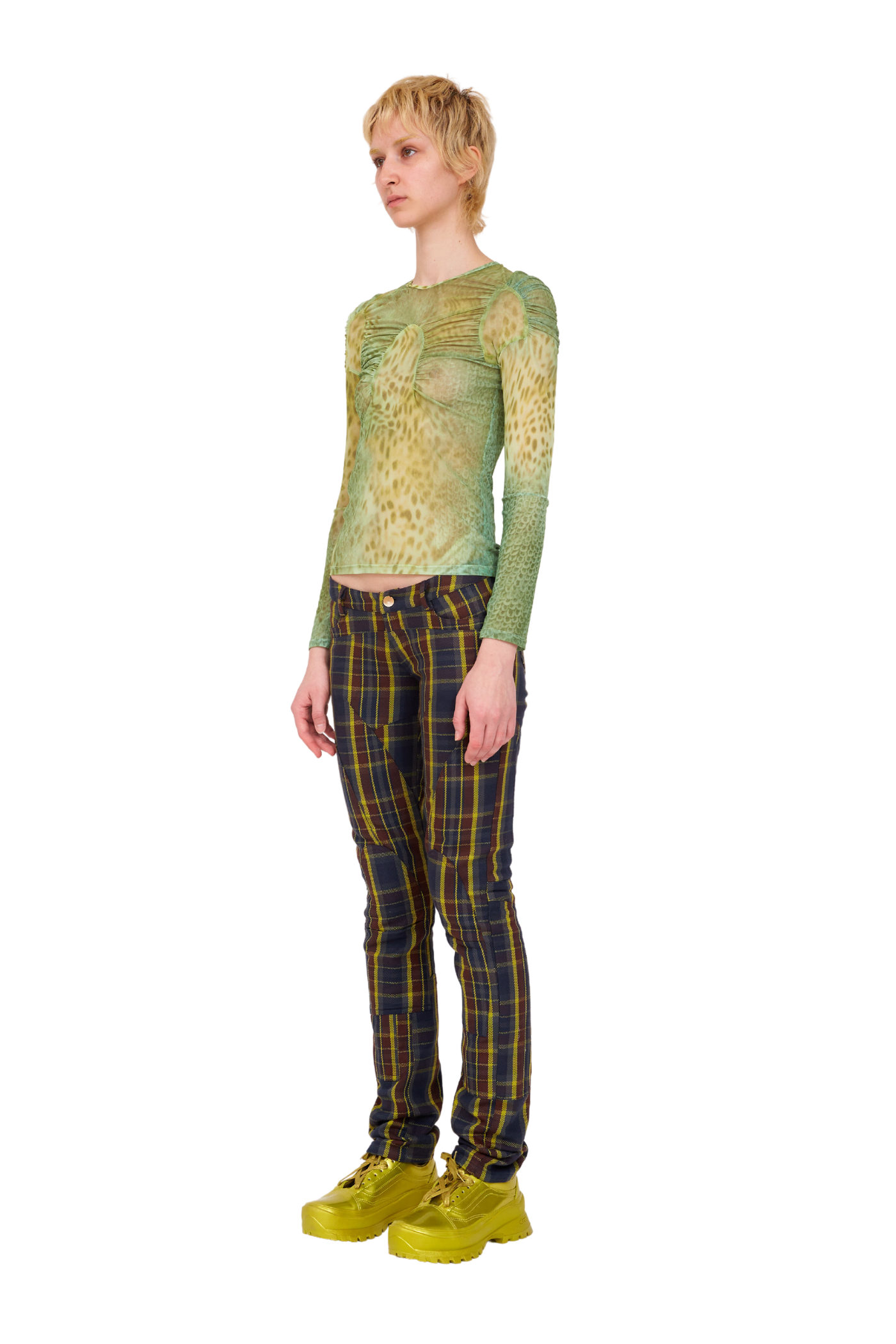 NAVY LIME PLAID RAWR PANT