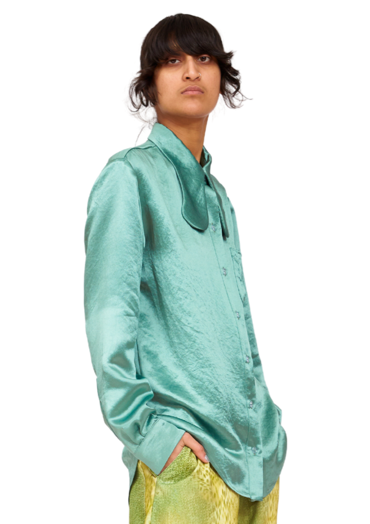 SAGE GREEN BUNNY BUTTON UP