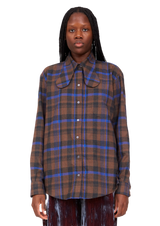 BROWN PLAID BUNNY BUTTON UP