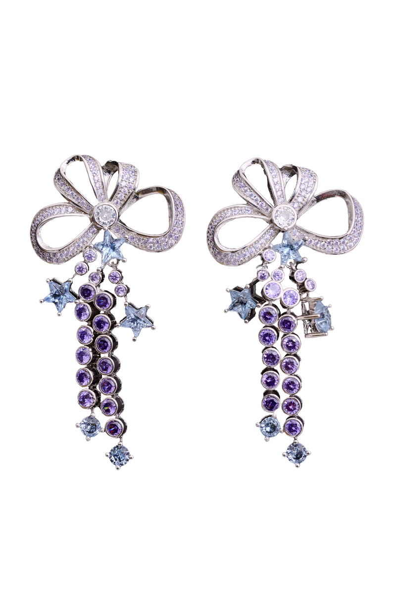 AMETHYST BOW JANGLE EARRINGS