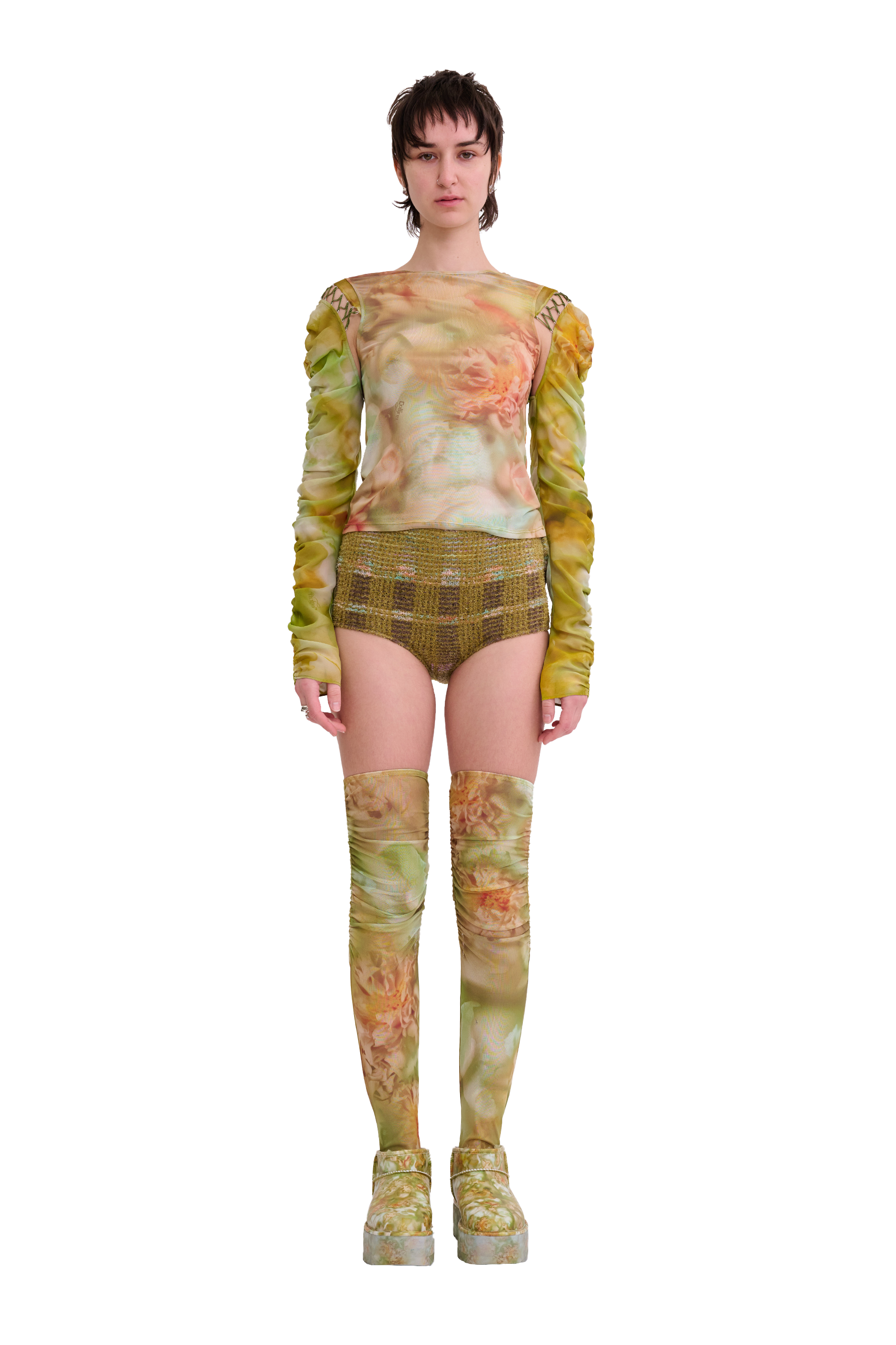 SAGE MOLTEN FLORAL CARDIO DELILAH TOP