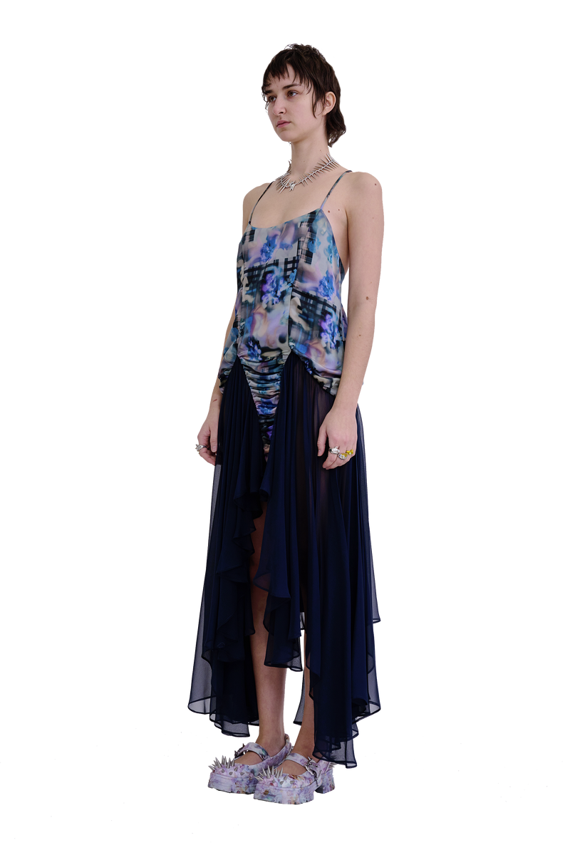 NAVY GARDEN BLUR MAGNOLIA DRESS