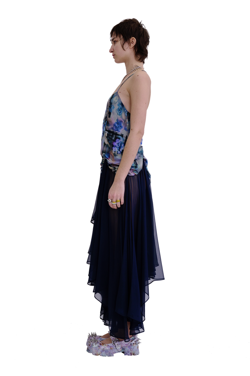 NAVY GARDEN BLUR MAGNOLIA DRESS