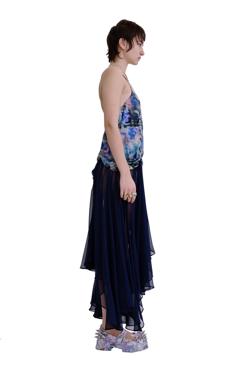 NAVY GARDEN BLUR MAGNOLIA DRESS