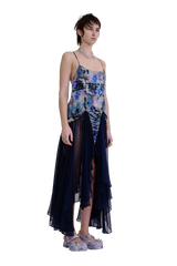 NAVY GARDEN BLUR MAGNOLIA DRESS