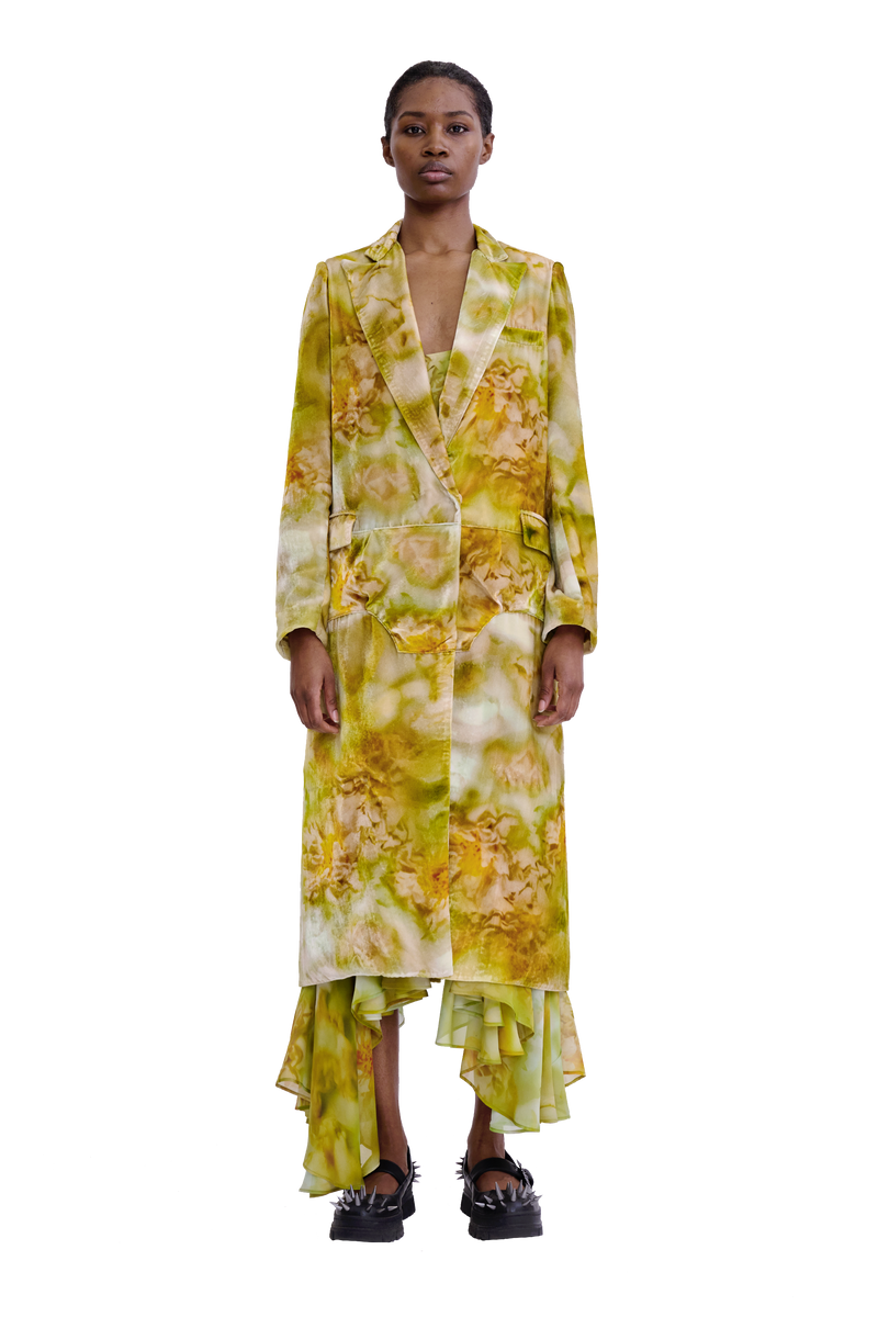 SAGE MOLTEN FLORAL SHORT WOLVERINE COAT