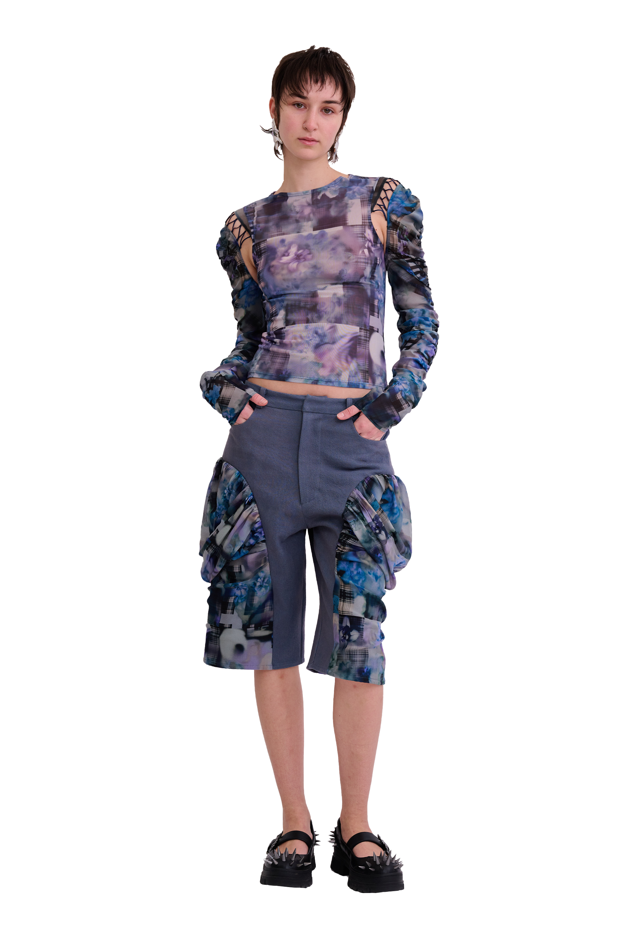 NAVY GARDEN BLUR GIVA SHORT