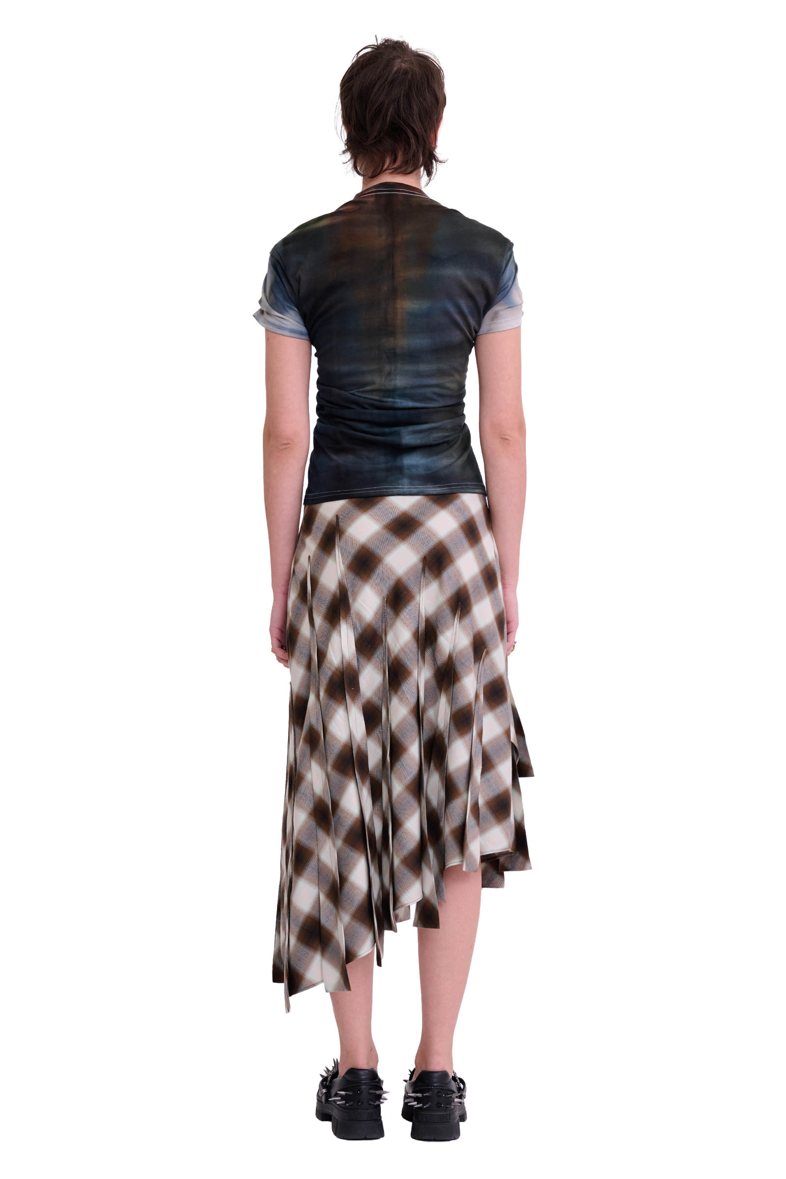 LIGHT BROWN PLAID DRIZZLE SKIRT COLLINA STRADA Collina Strada