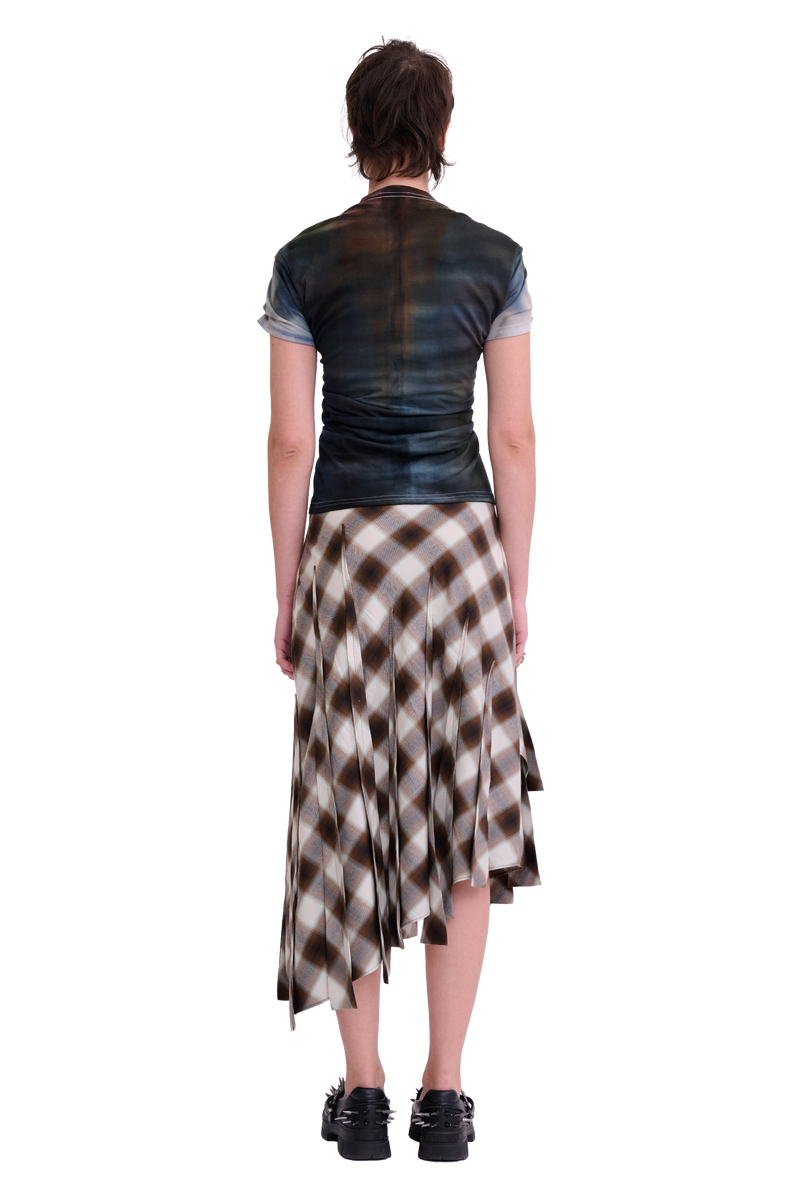 LIGHT BROWN PLAID DRIZZLE SKIRT