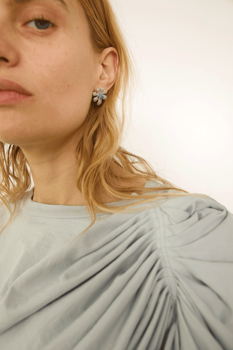 CLEAR SKY SQUASHED BLOSSOM EARRING