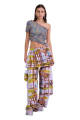 PAINTED PLAID LAWN SKIRT CARGO PANT