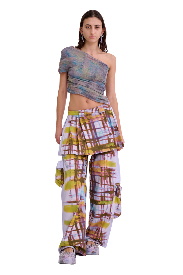 PAINTED PLAID LAWN SKIRT CARGO PANT