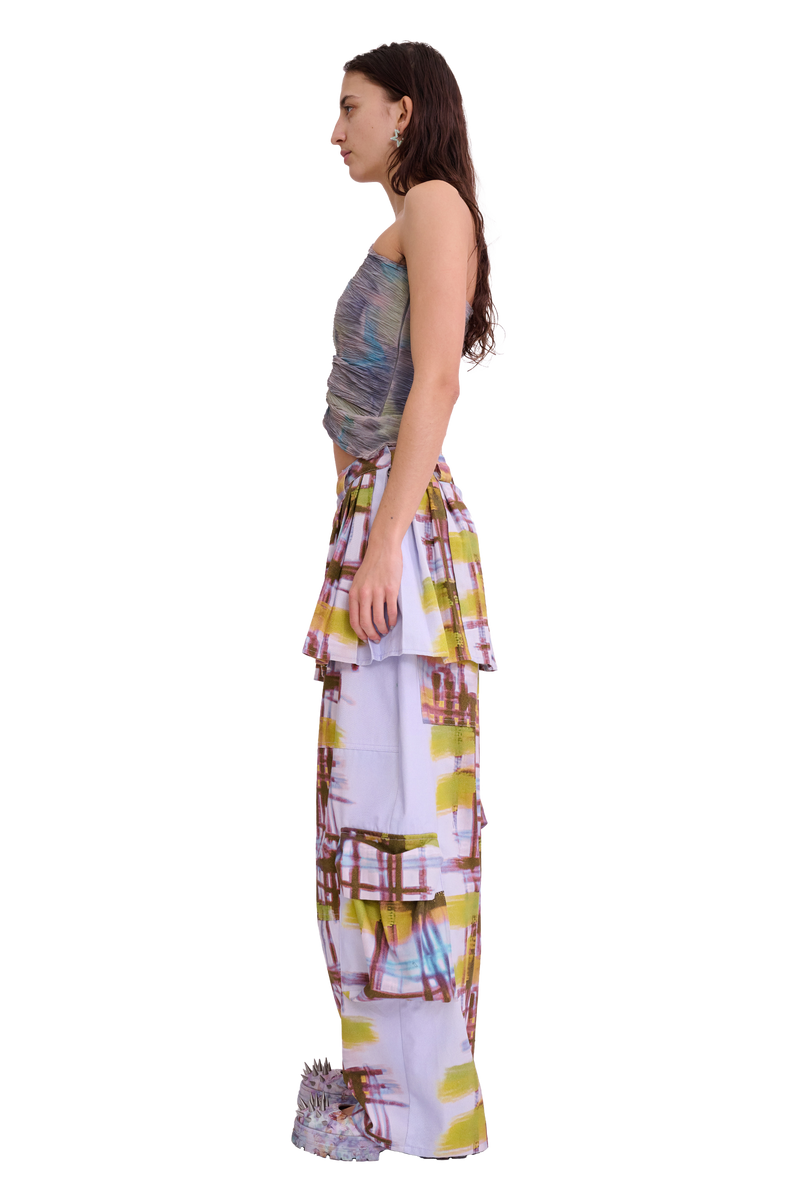 PAINTED PLAID LAWN SKIRT CARGO PANT