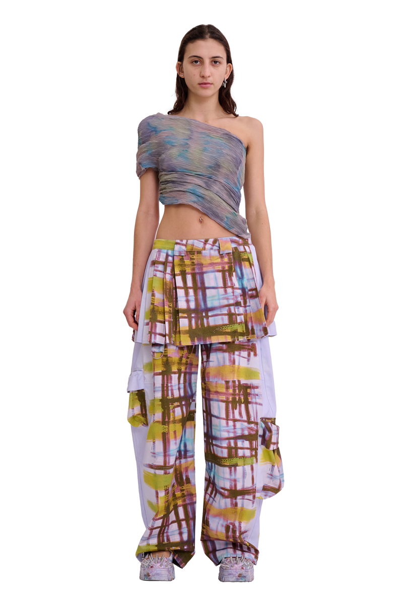 PAINTED PLAID LAWN SKIRT CARGO PANT